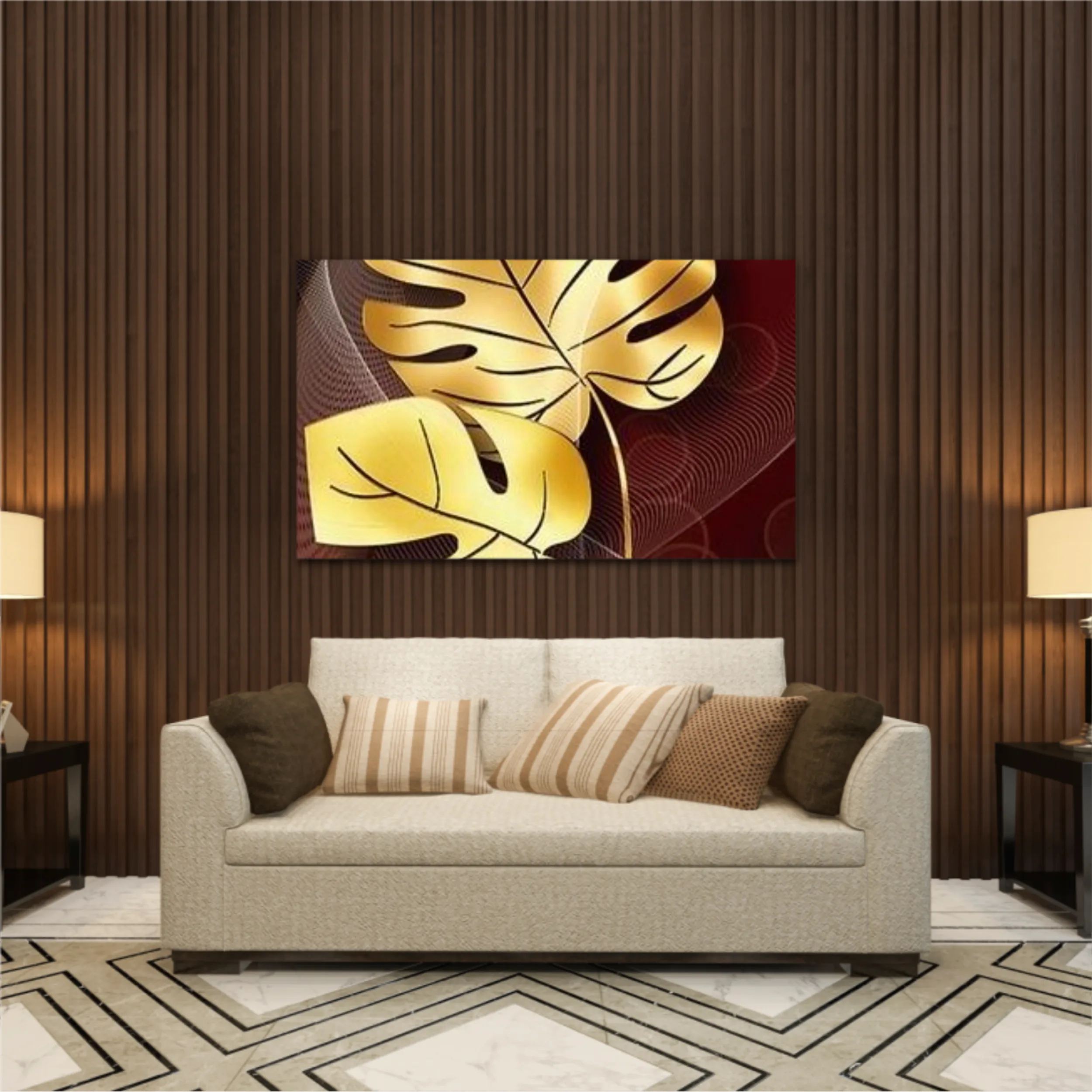 3d illustration of luxurious golden leaf