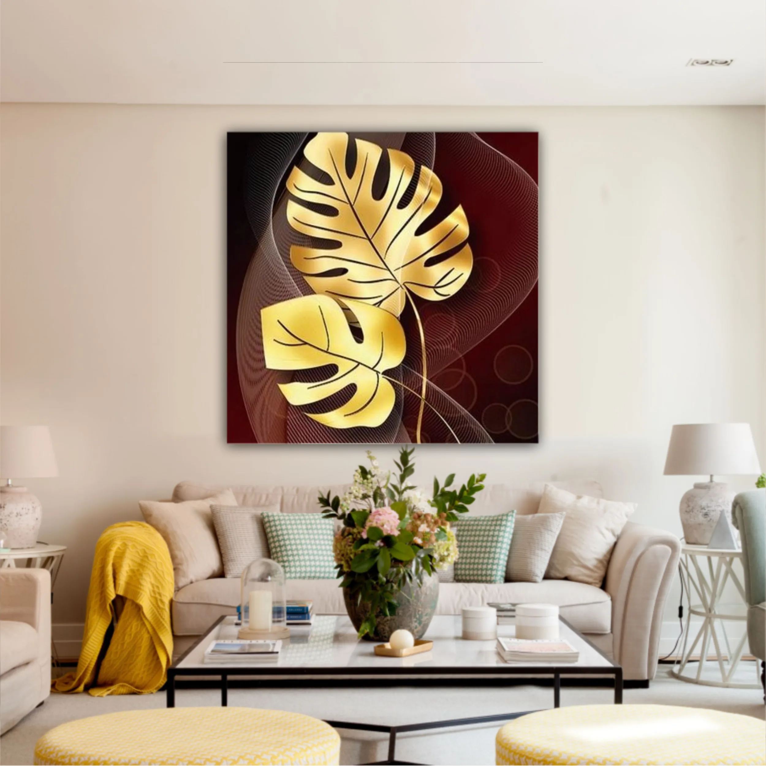 3d illustration of luxurious golden leaf