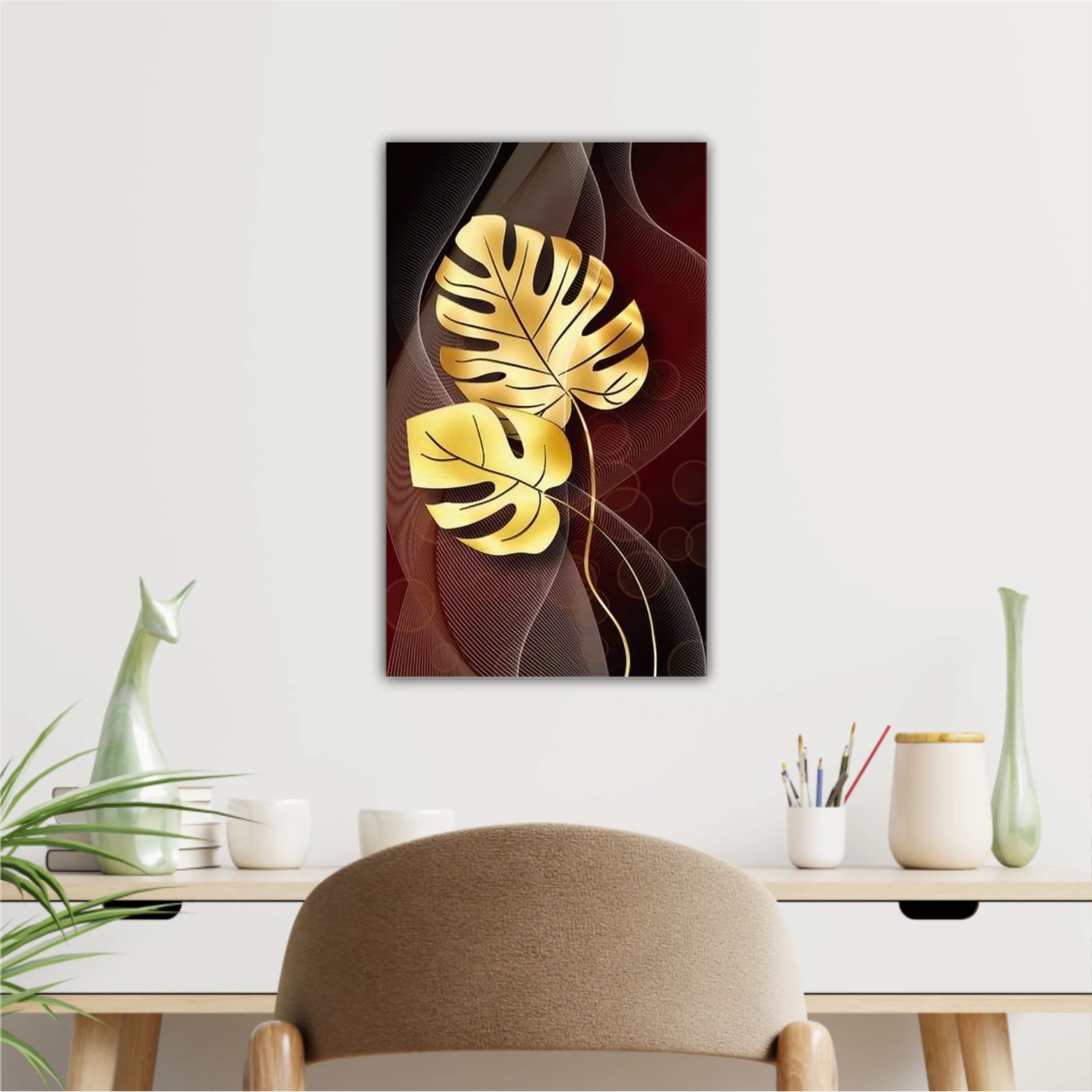 3d illustration of luxurious golden leaf