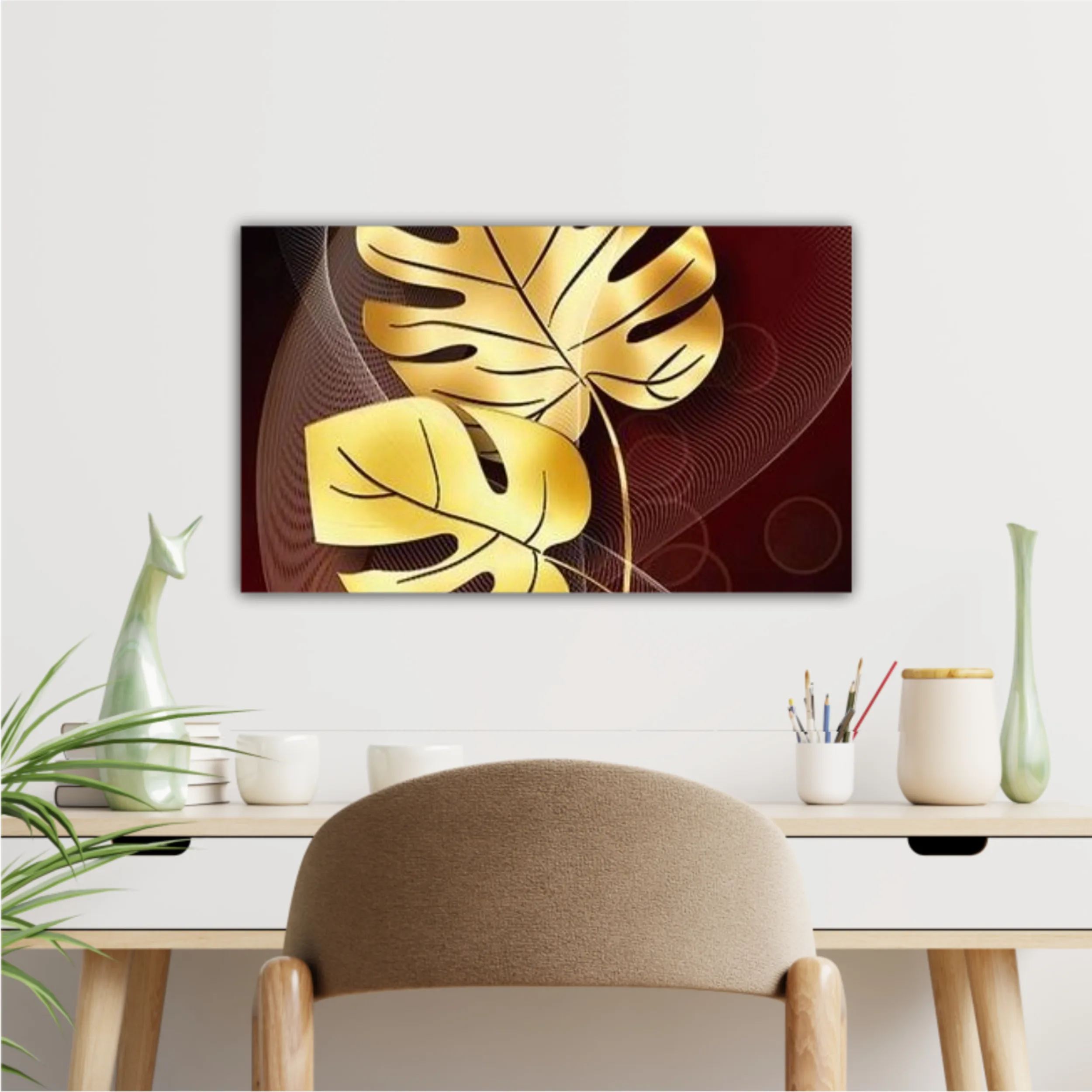 3d illustration of luxurious golden leaf