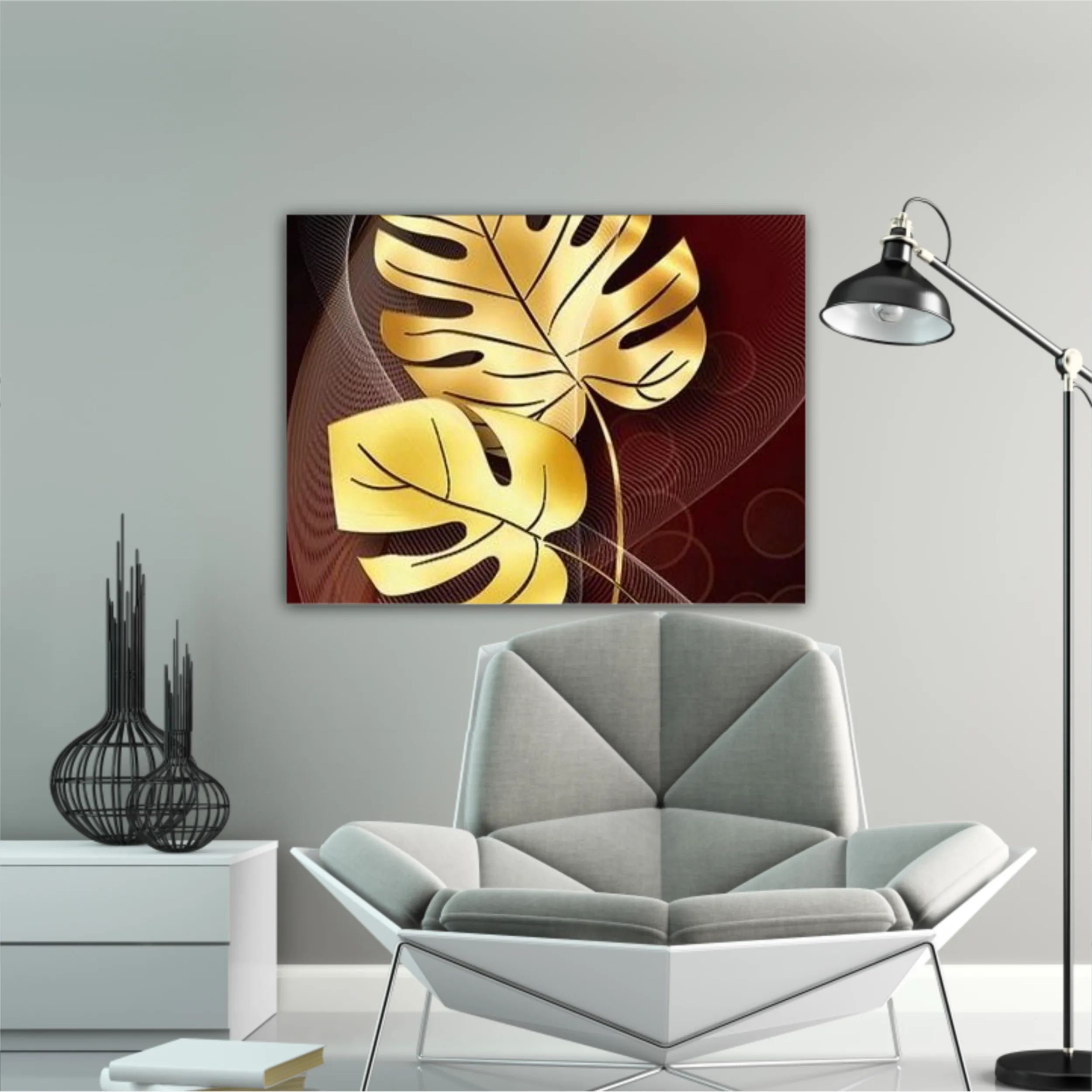 3d illustration of luxurious golden leaf