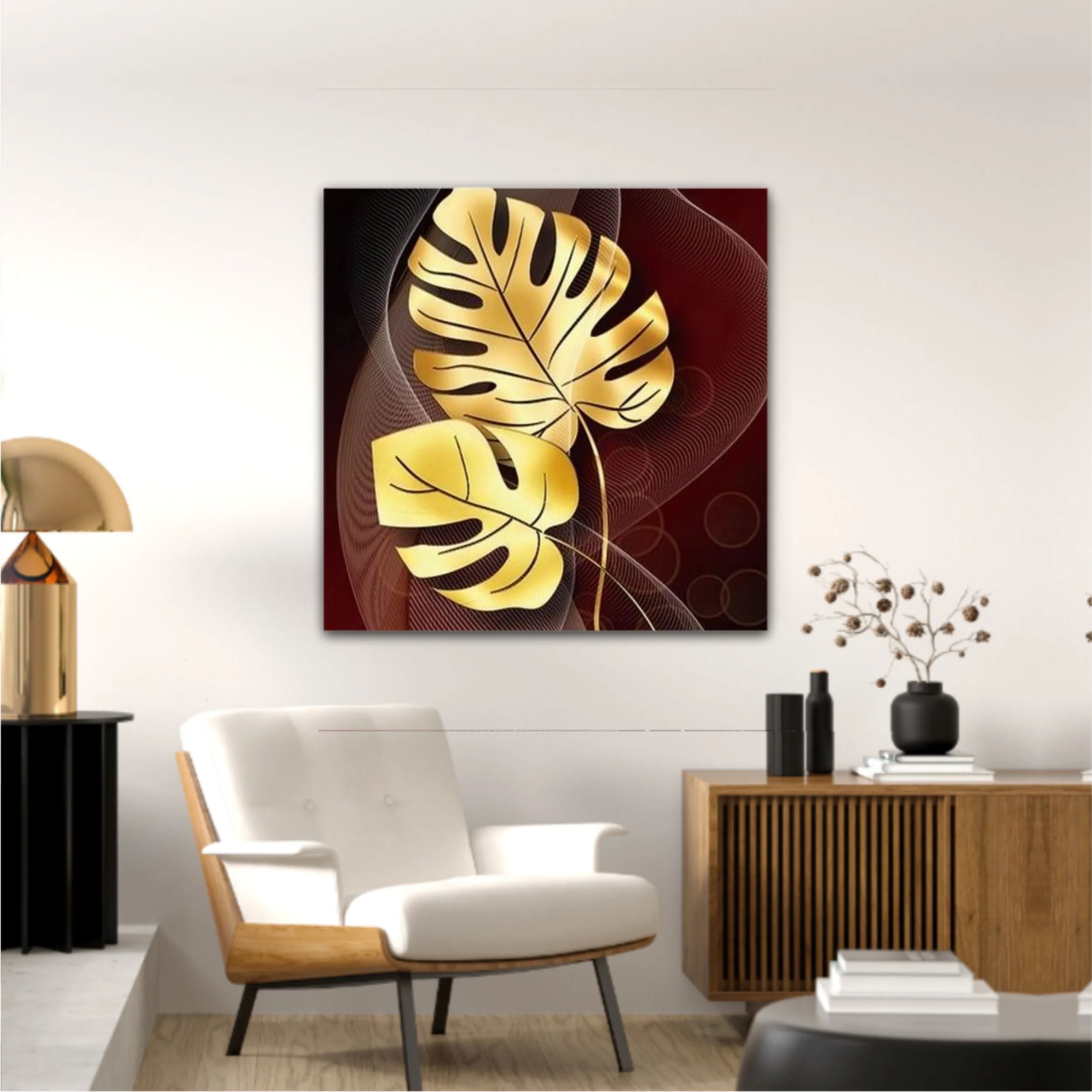 3d illustration of luxurious golden leaf