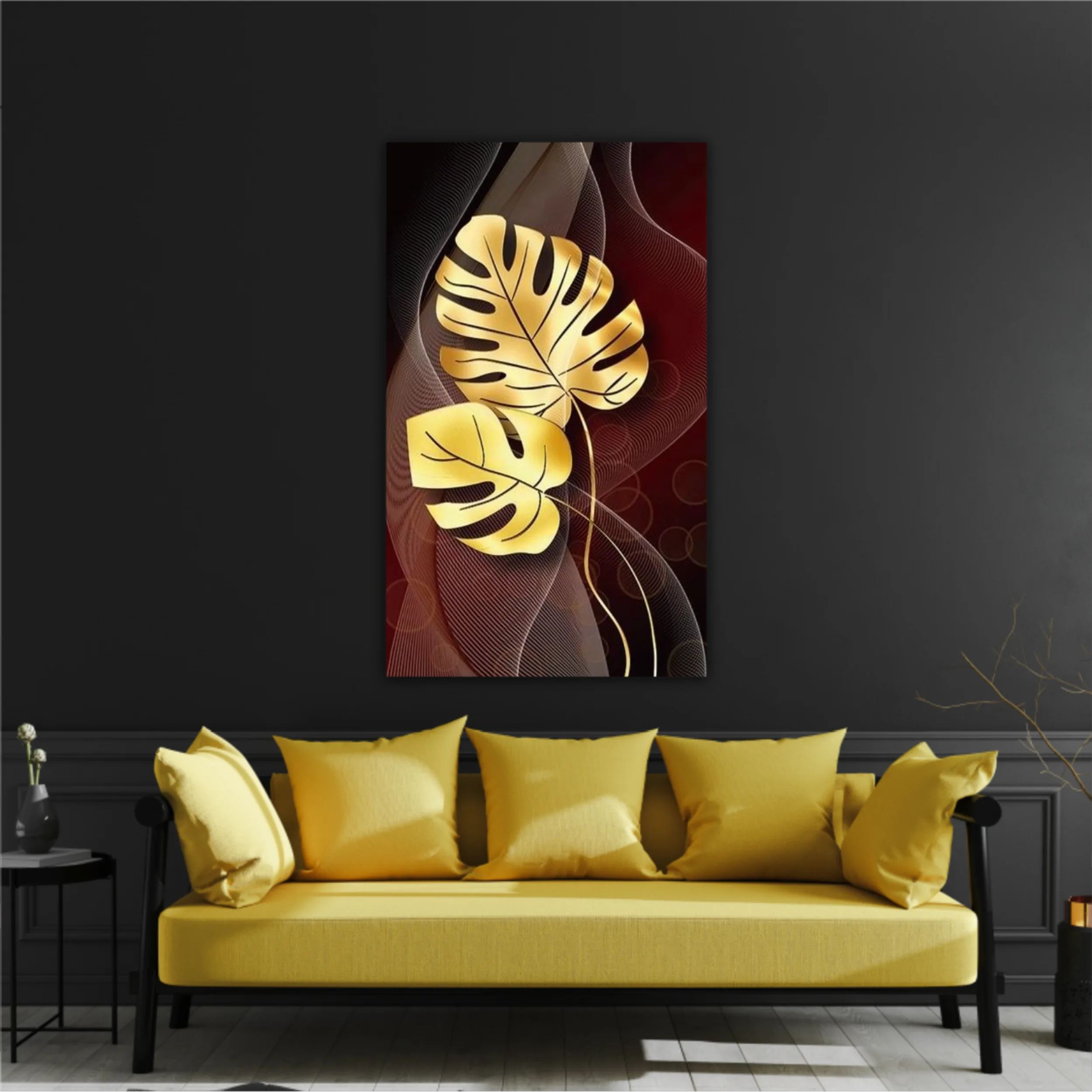 3d illustration of luxurious golden leaf