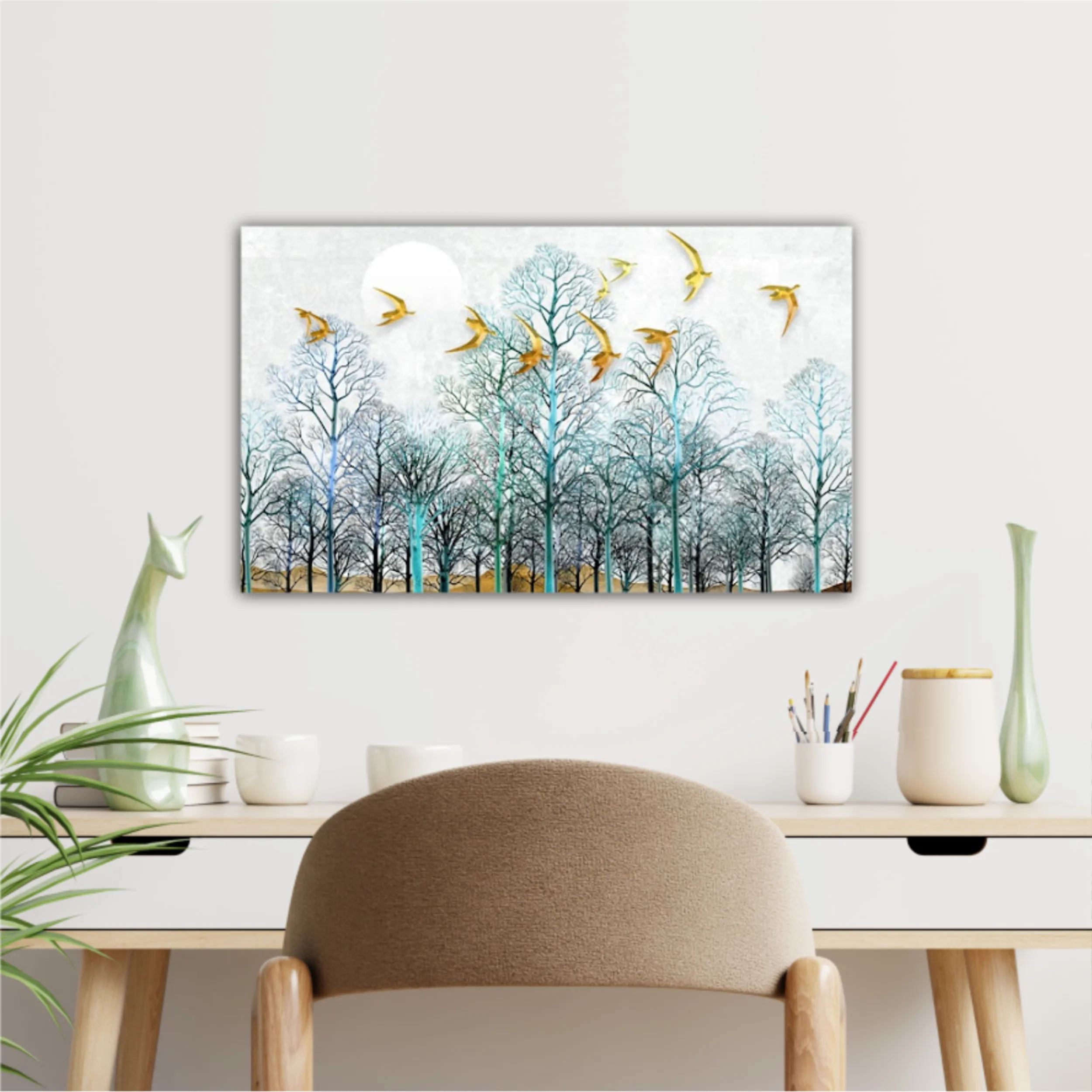 3d illustration of forest at night