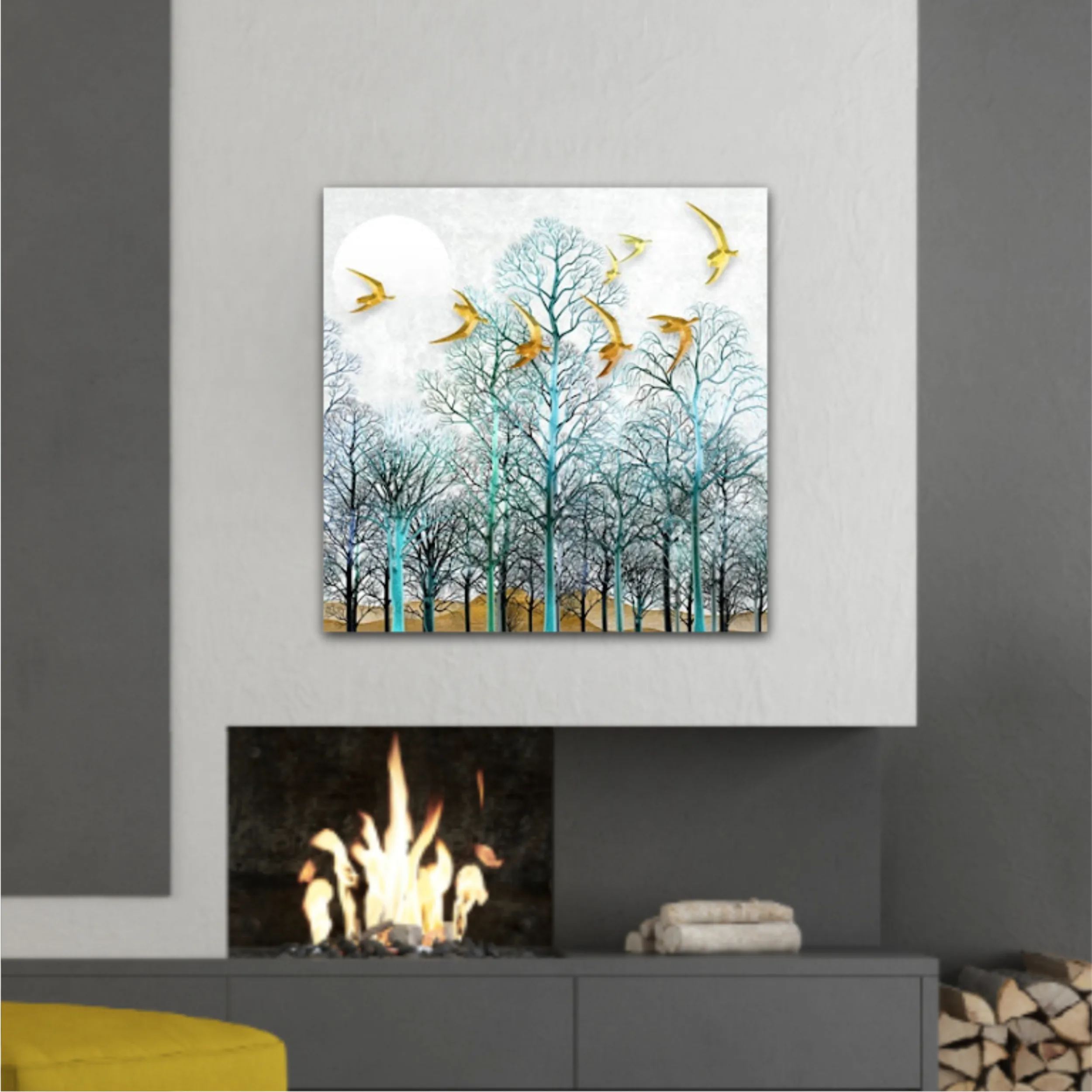 3d illustration of forest at night