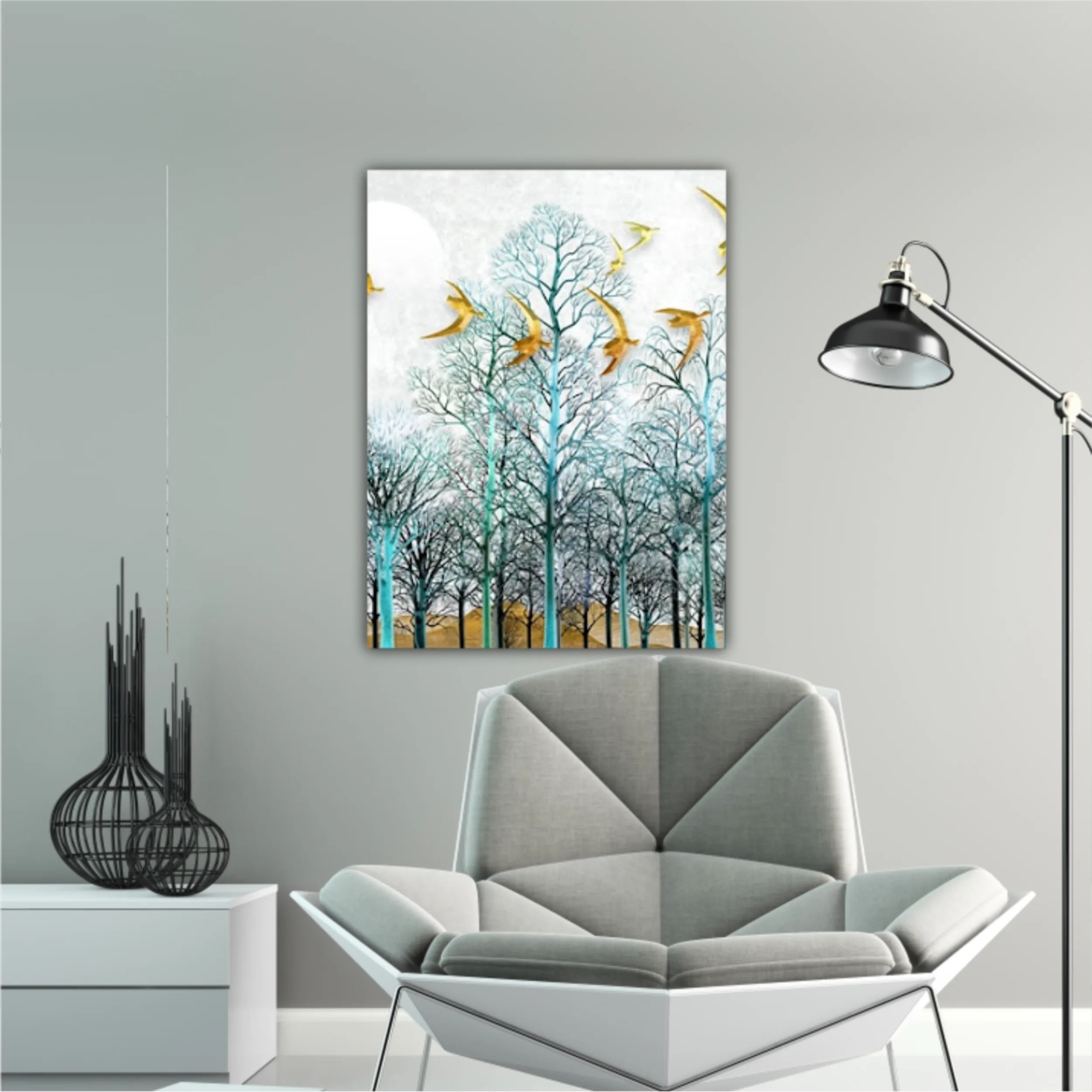 3d illustration of forest at night