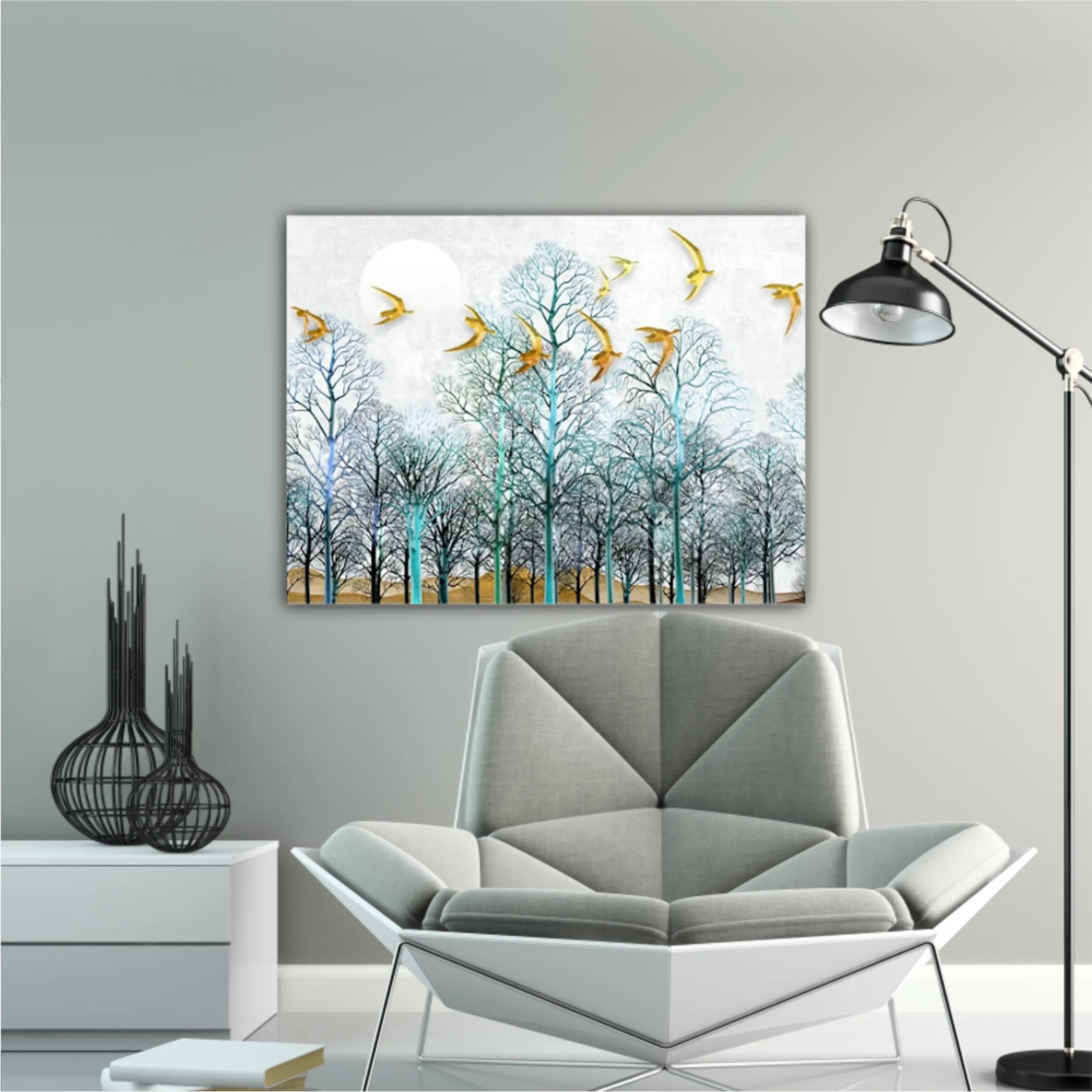 3d illustration of forest at night