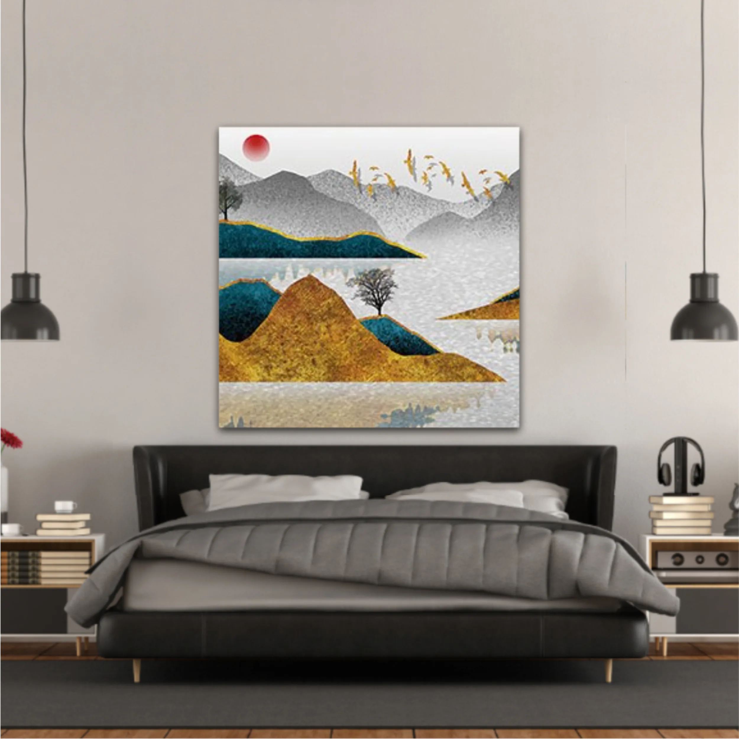 3d illustration image of mountain river water and cloud