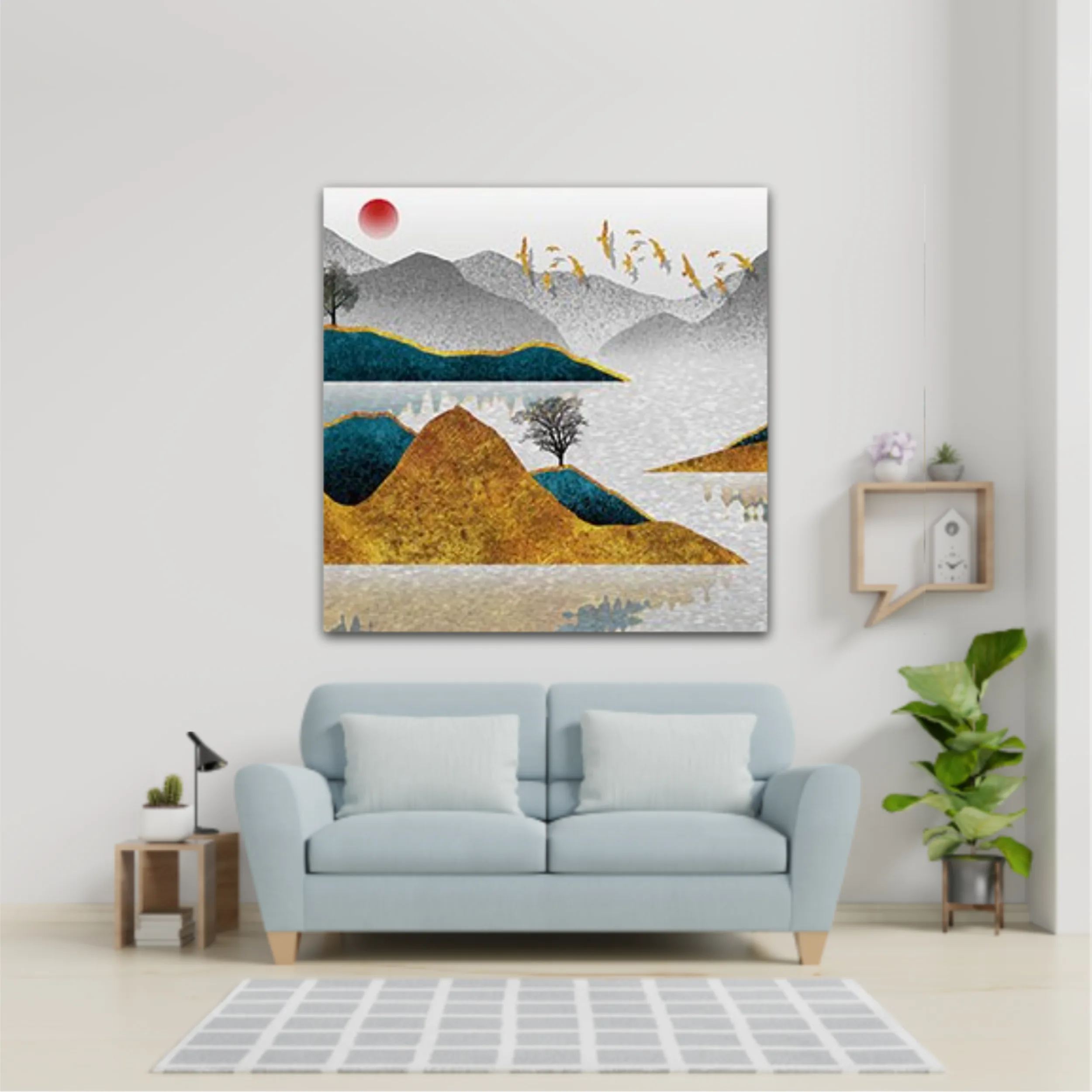 3d illustration image of mountain river water and cloud