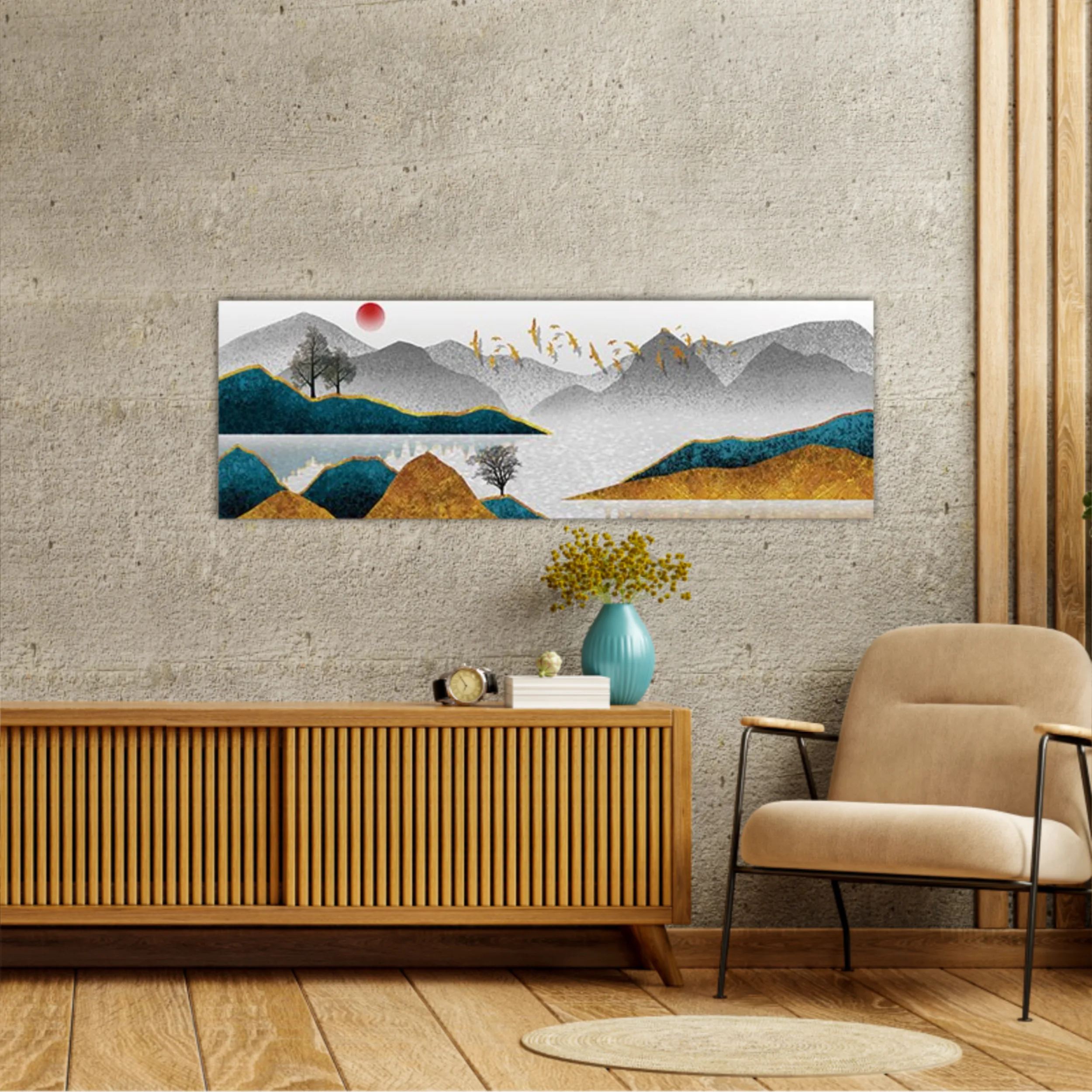 3d illustration image of mountain river water and cloud