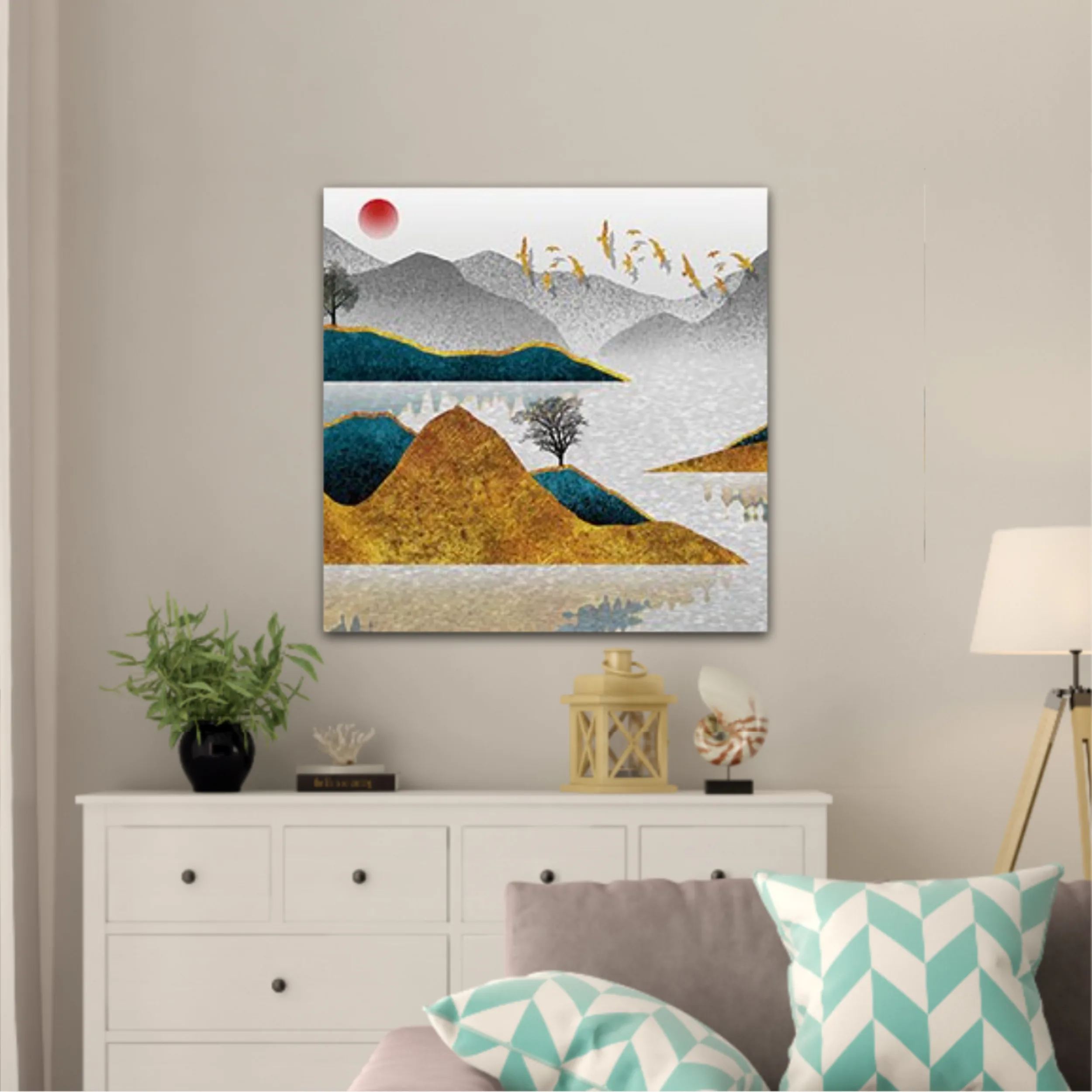 3d illustration image of mountain river water and cloud