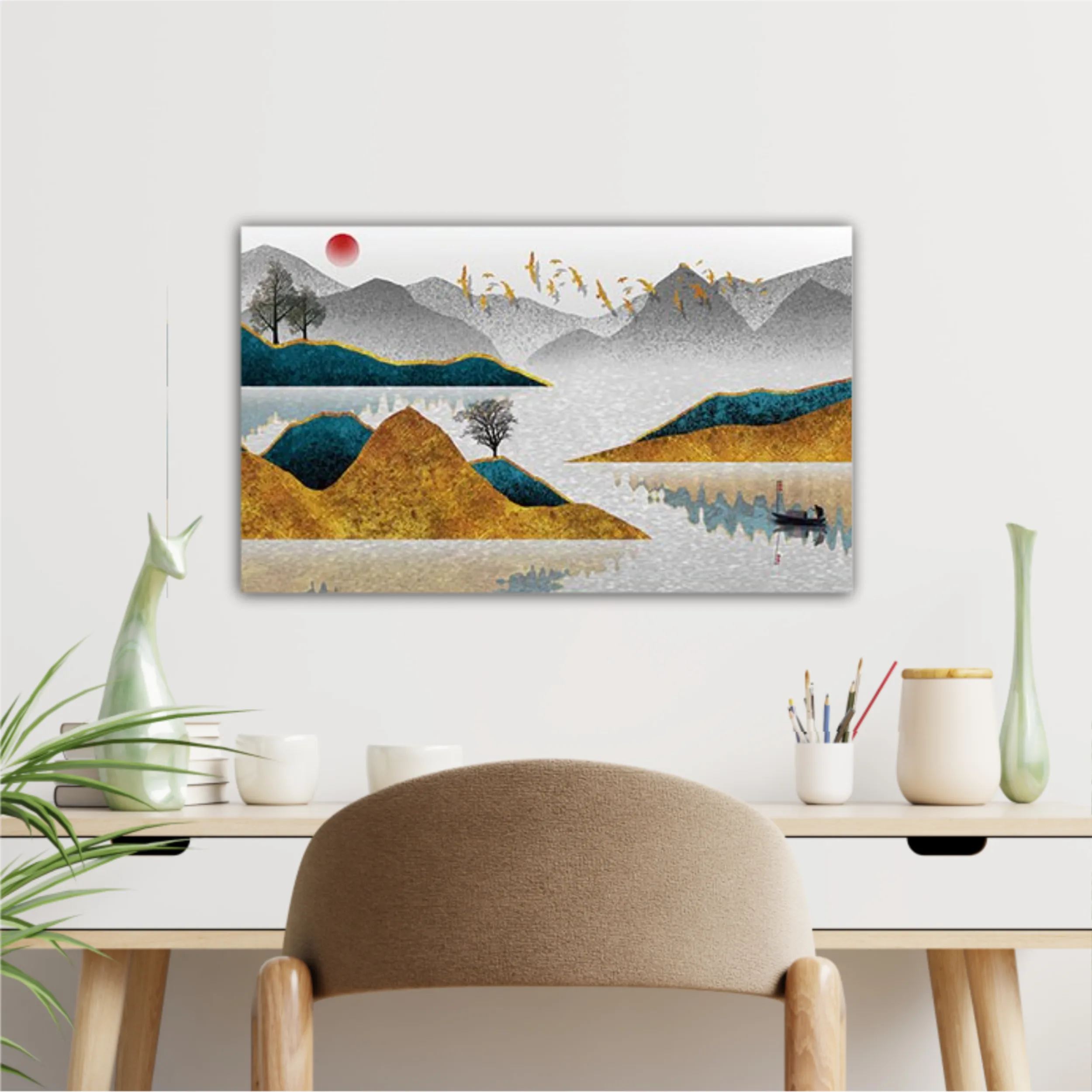 3d illustration image of mountain river water and cloud