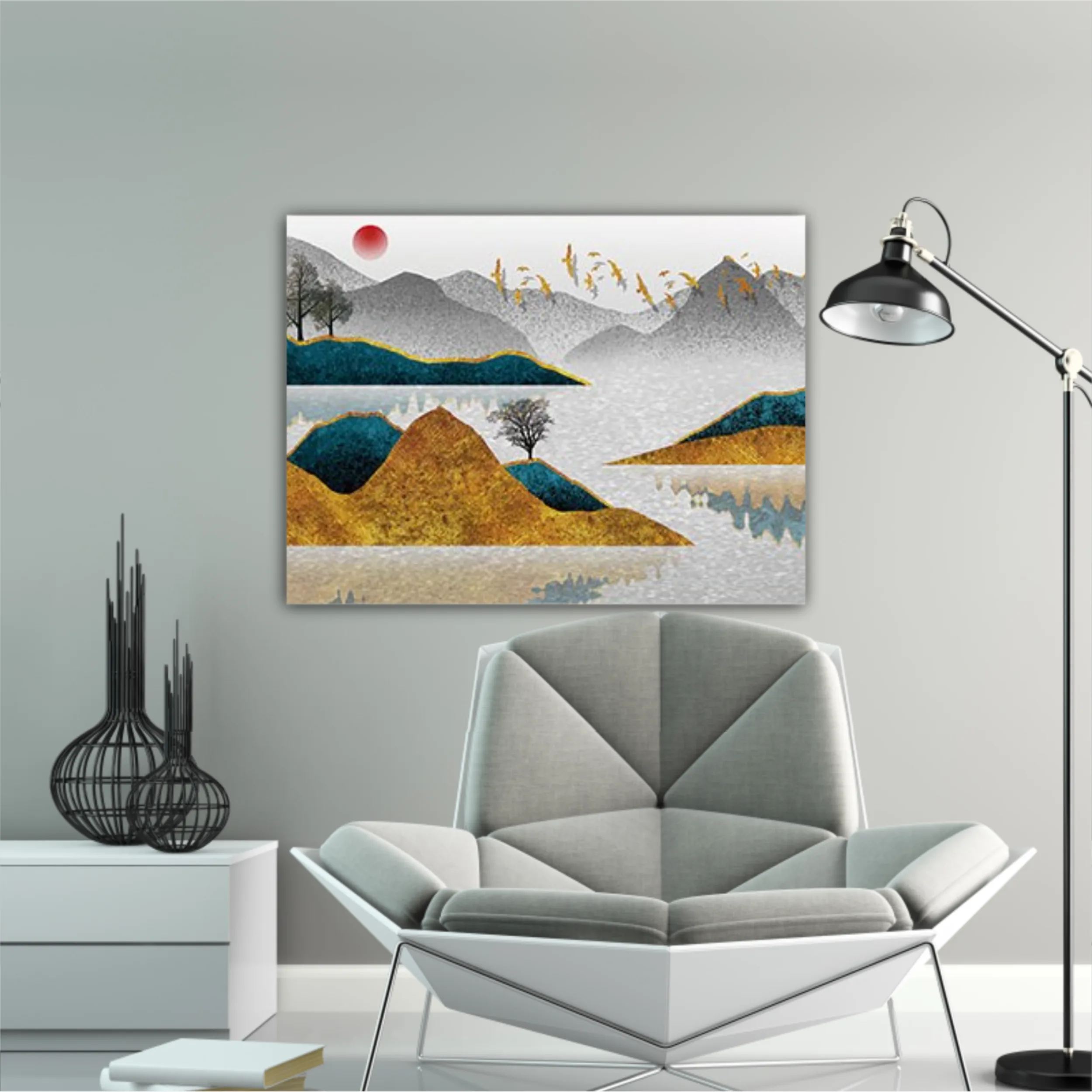 3d illustration image of mountain river water and cloud