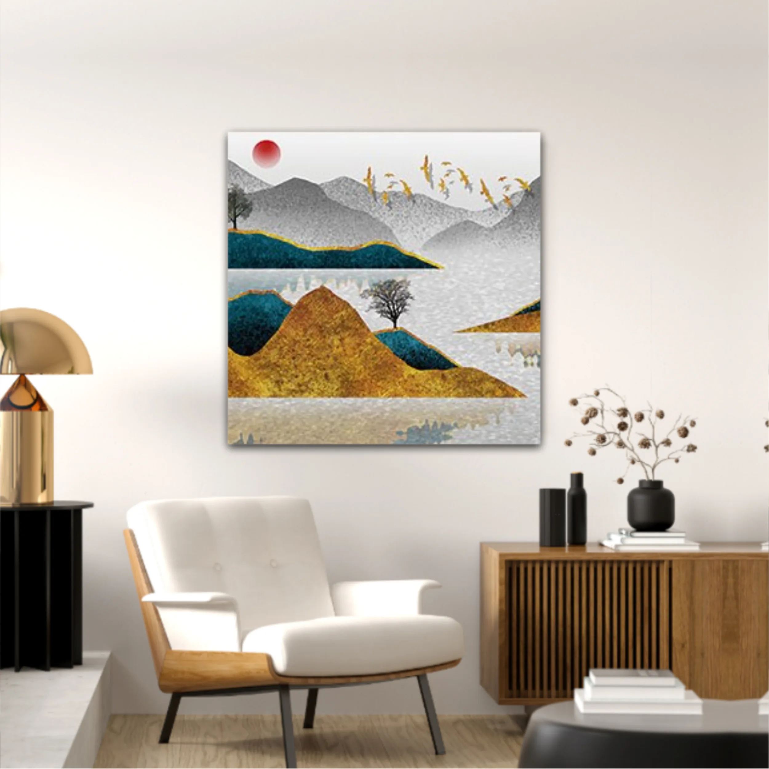 3d illustration image of mountain river water and cloud