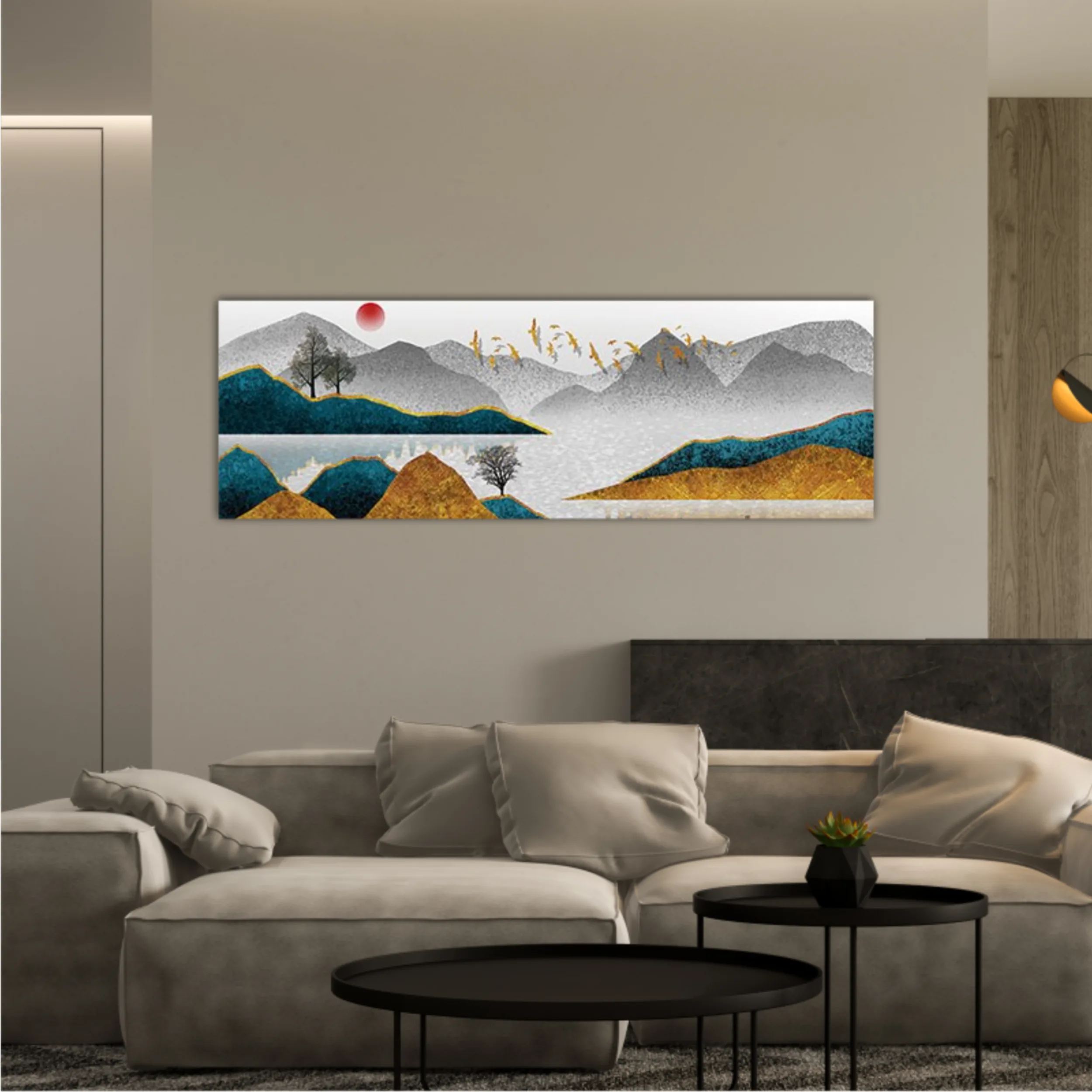 3d illustration image of mountain river water and cloud