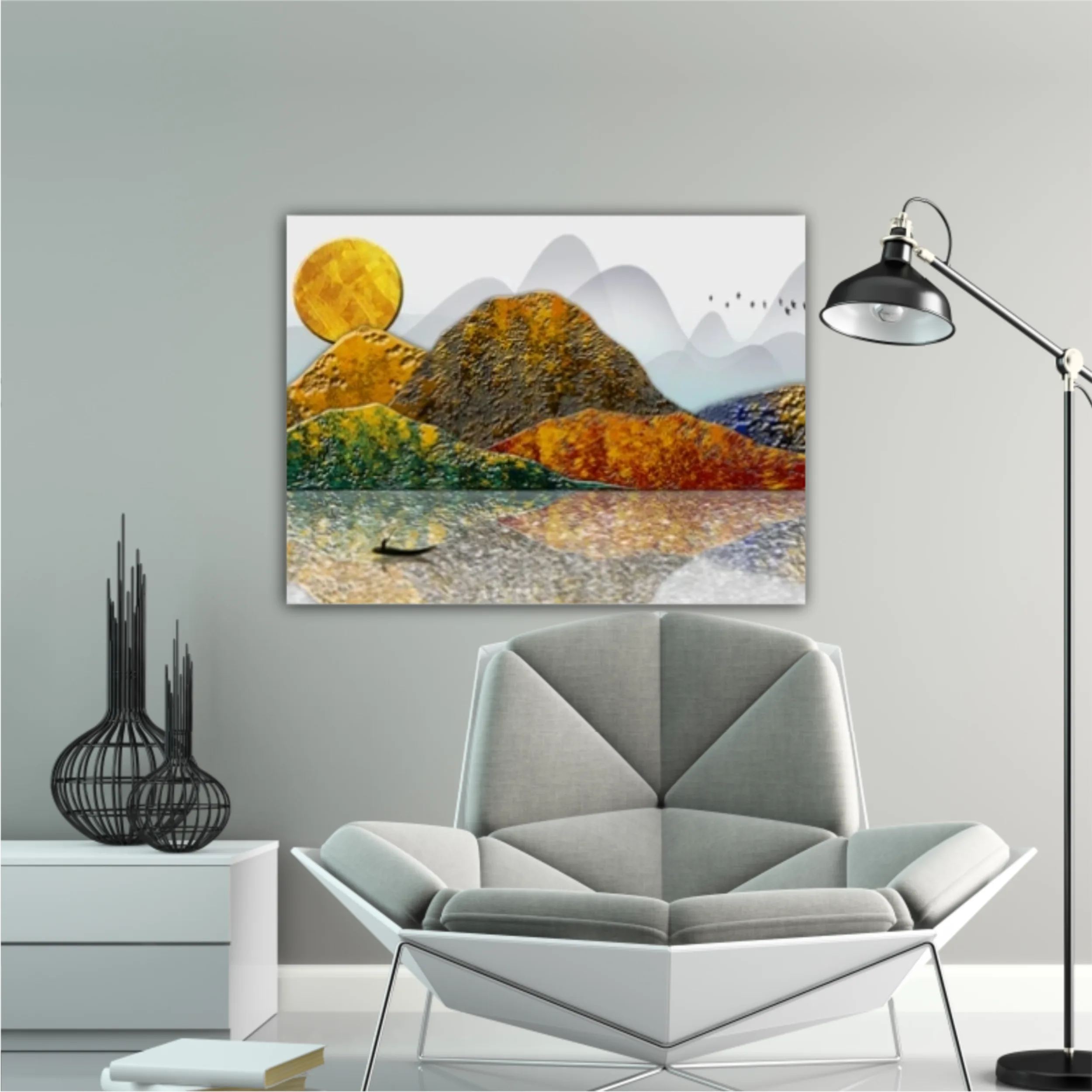 3d illustration image of mountain river water and cloud