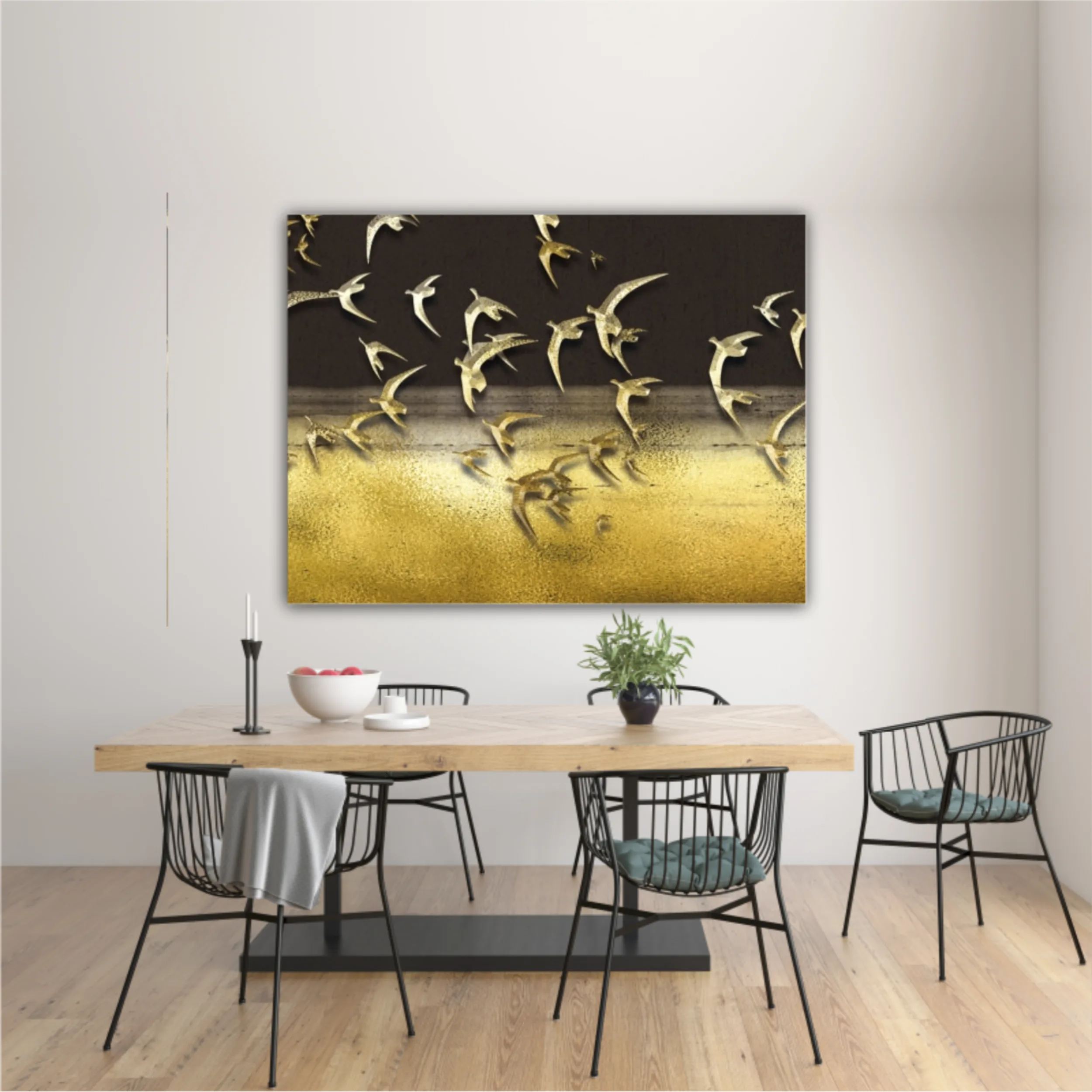 3d illustration of flock of birds flying in the sky