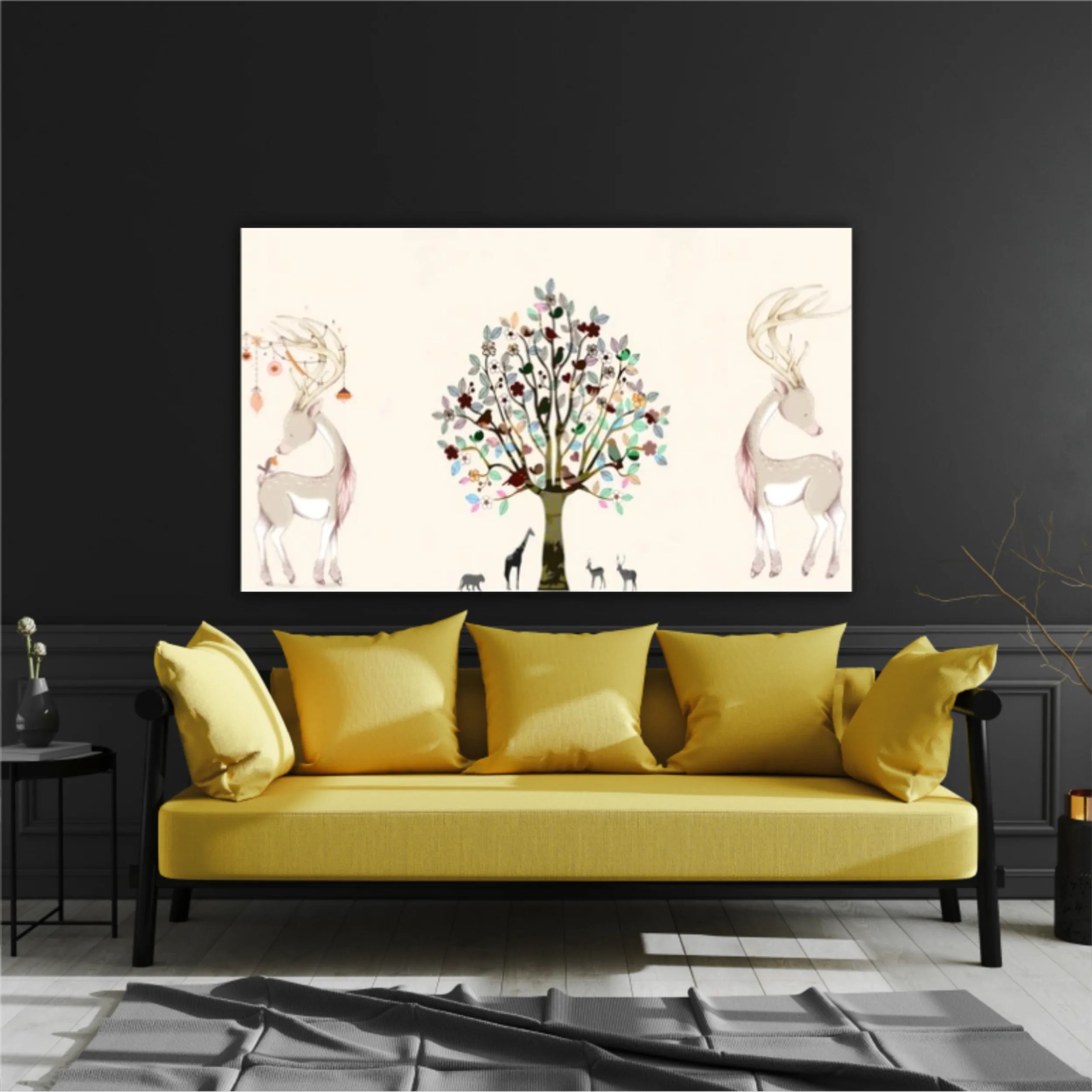 3d illustration of tree and deer