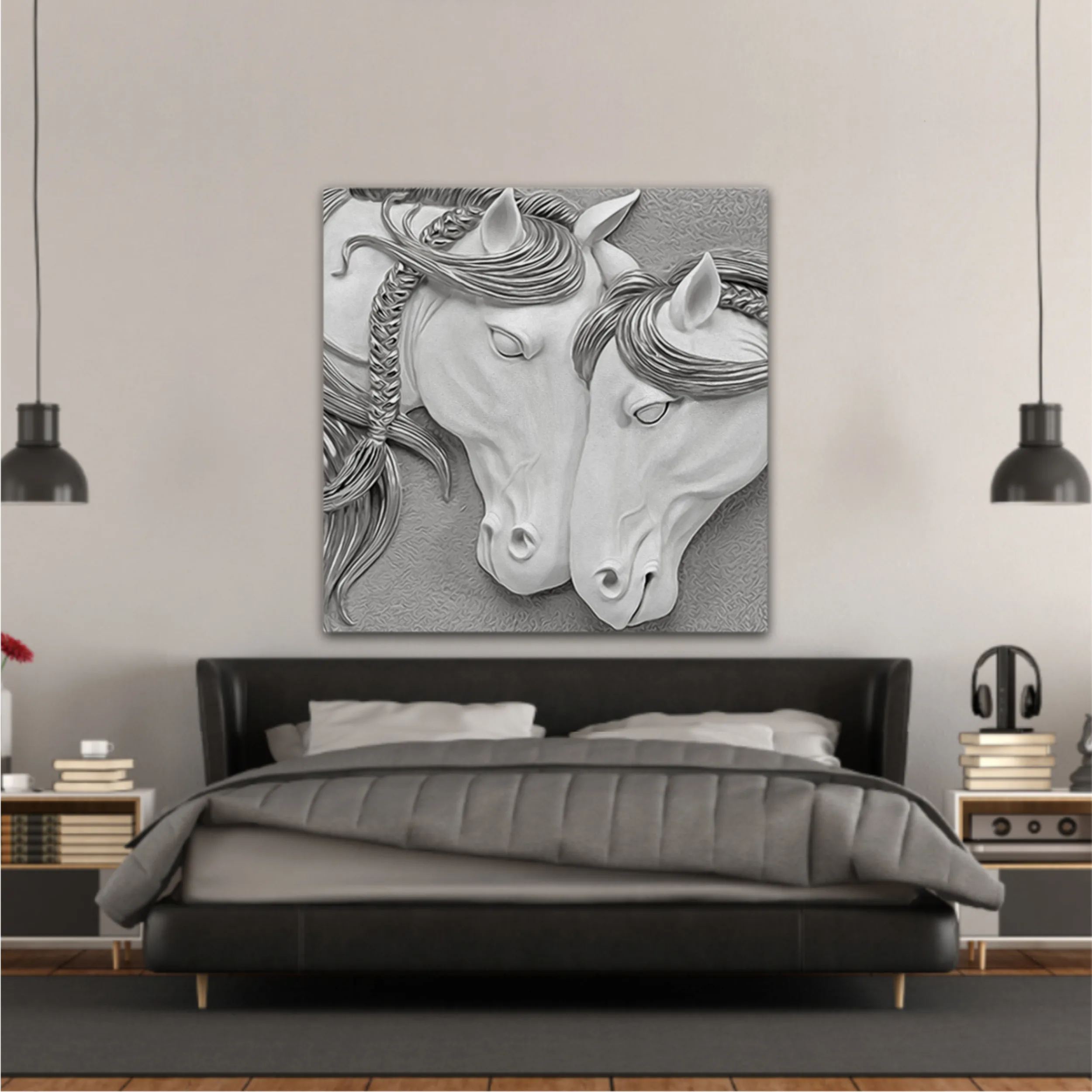 3d illustration of two horses