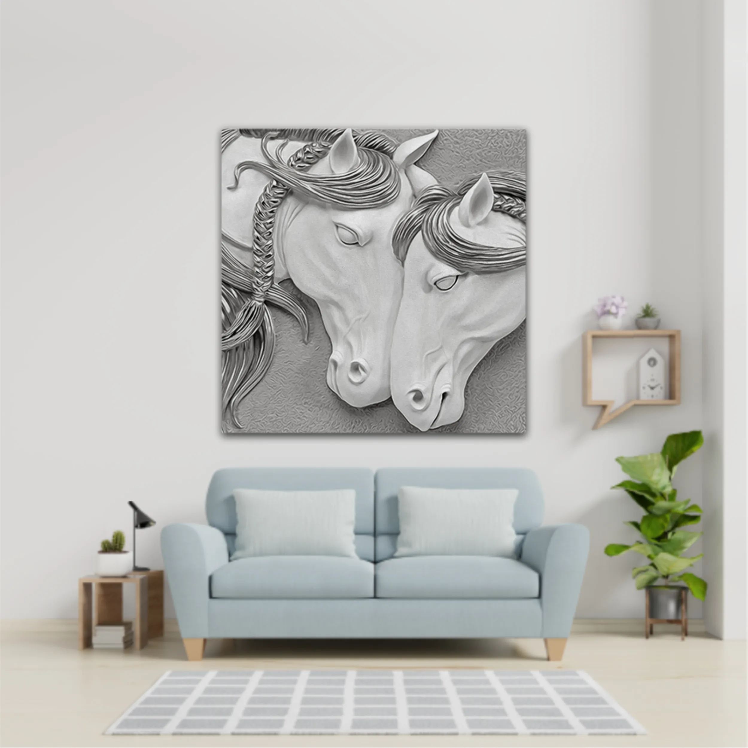 3d illustration of two horses