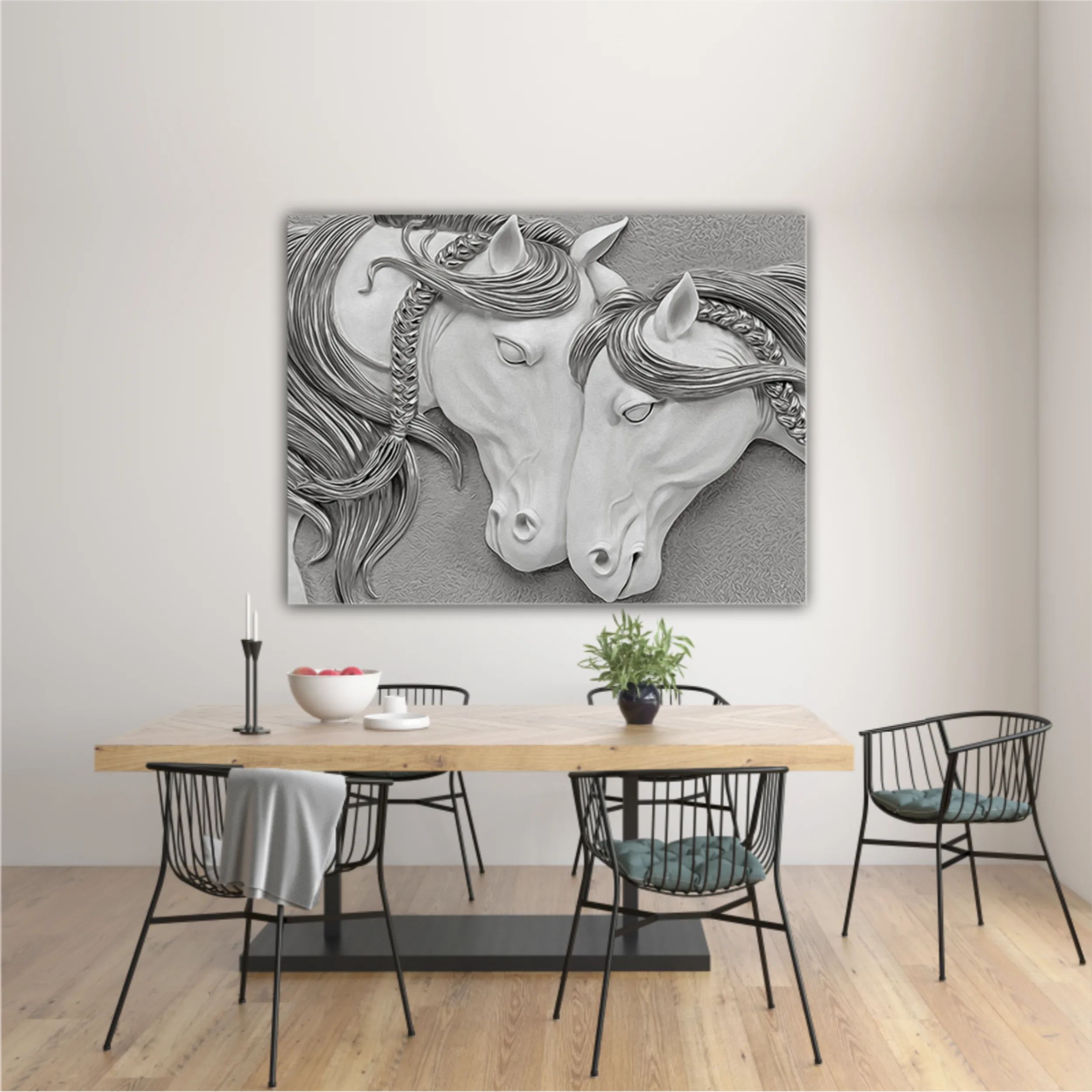 3d illustration of two horses