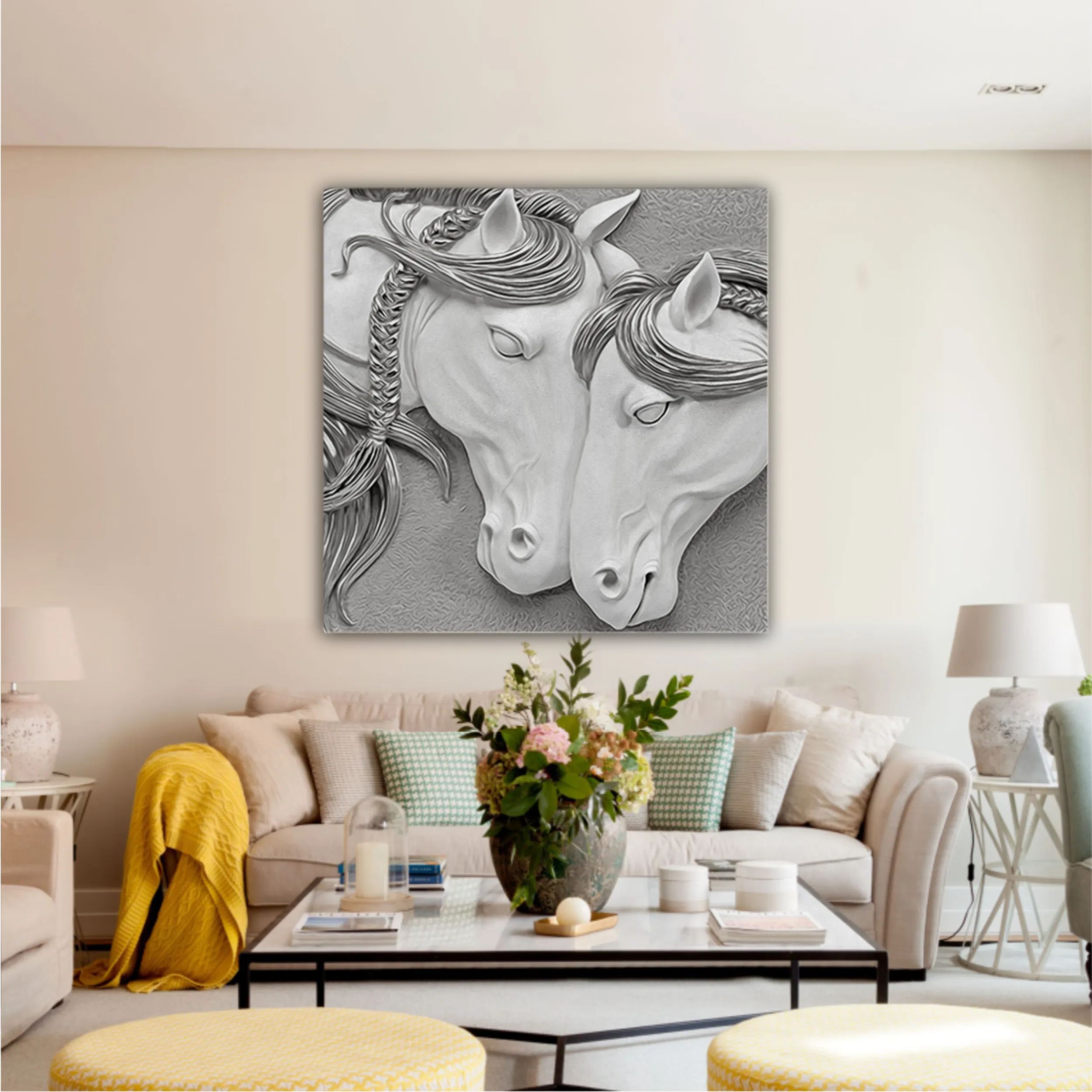 3d illustration of two horses