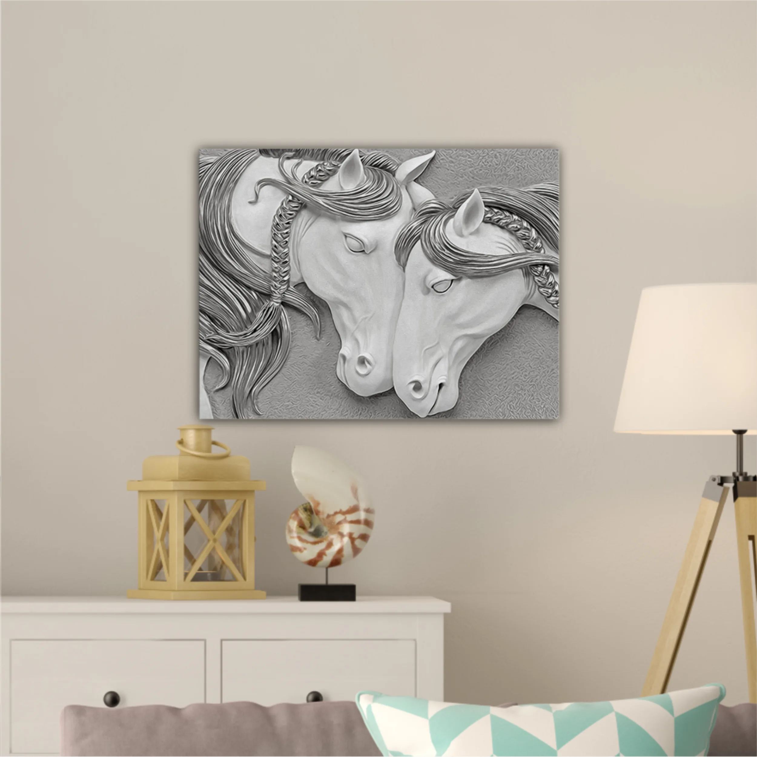 3d illustration of two horses