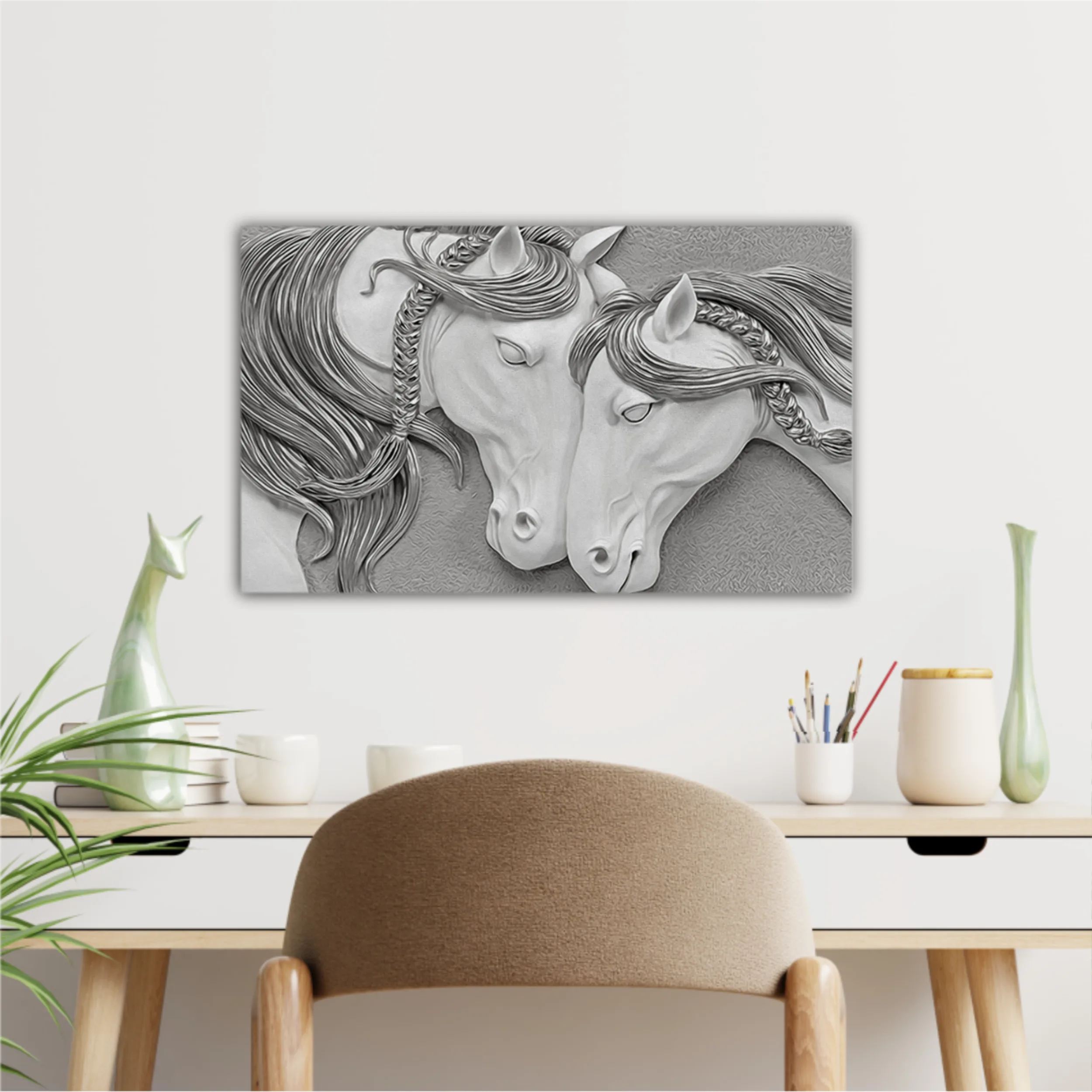 3d illustration of two horses