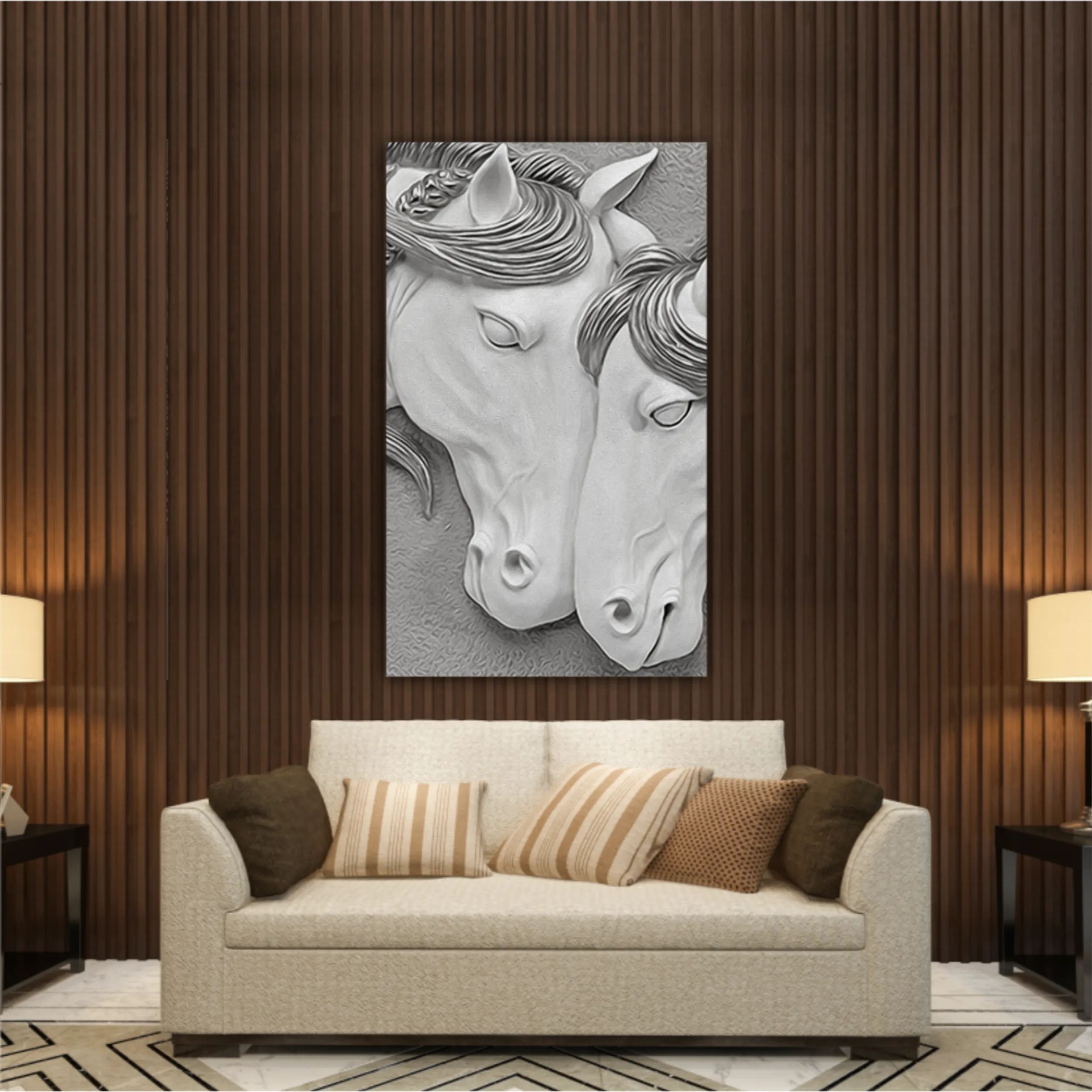 3d illustration of two horses