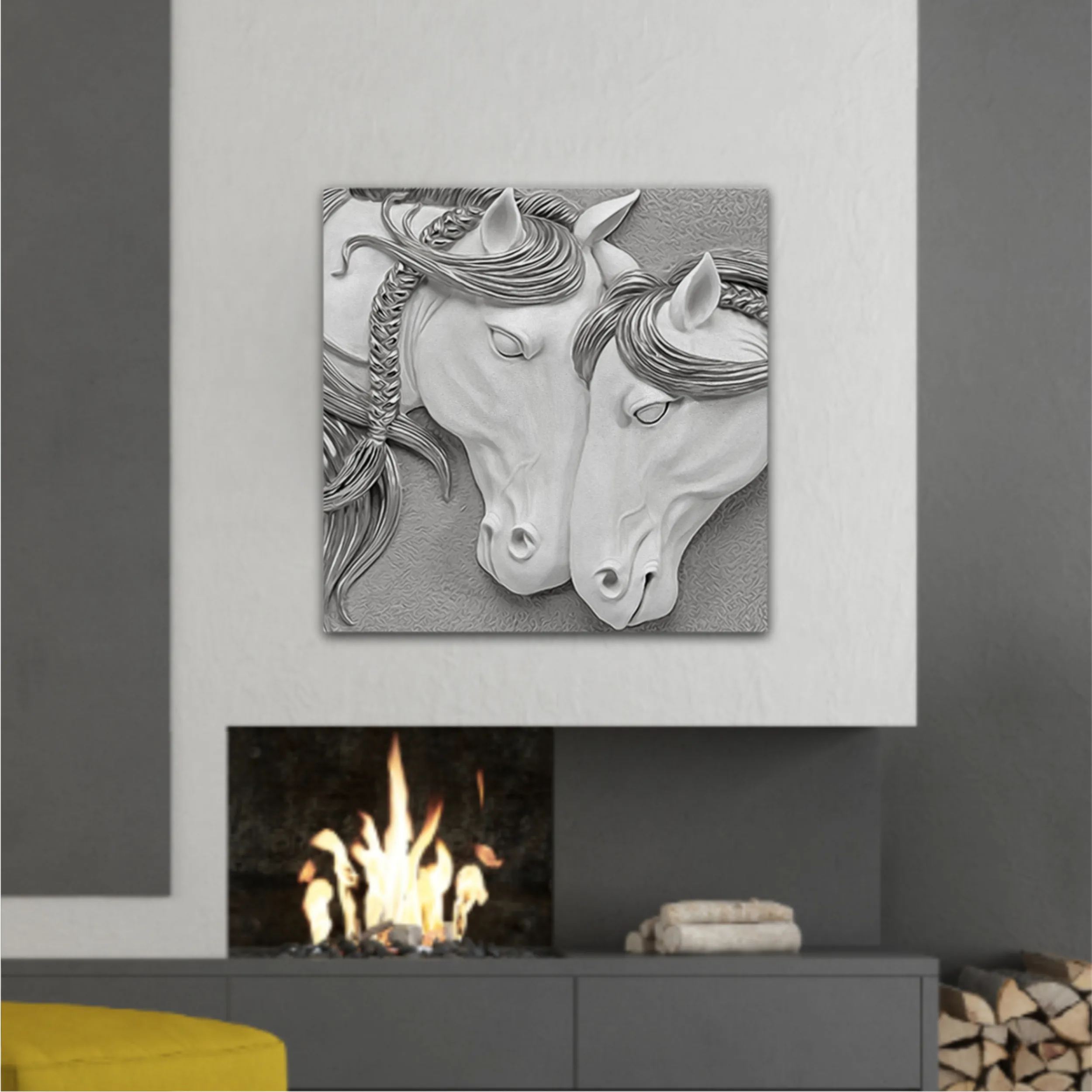 3d illustration of two horses