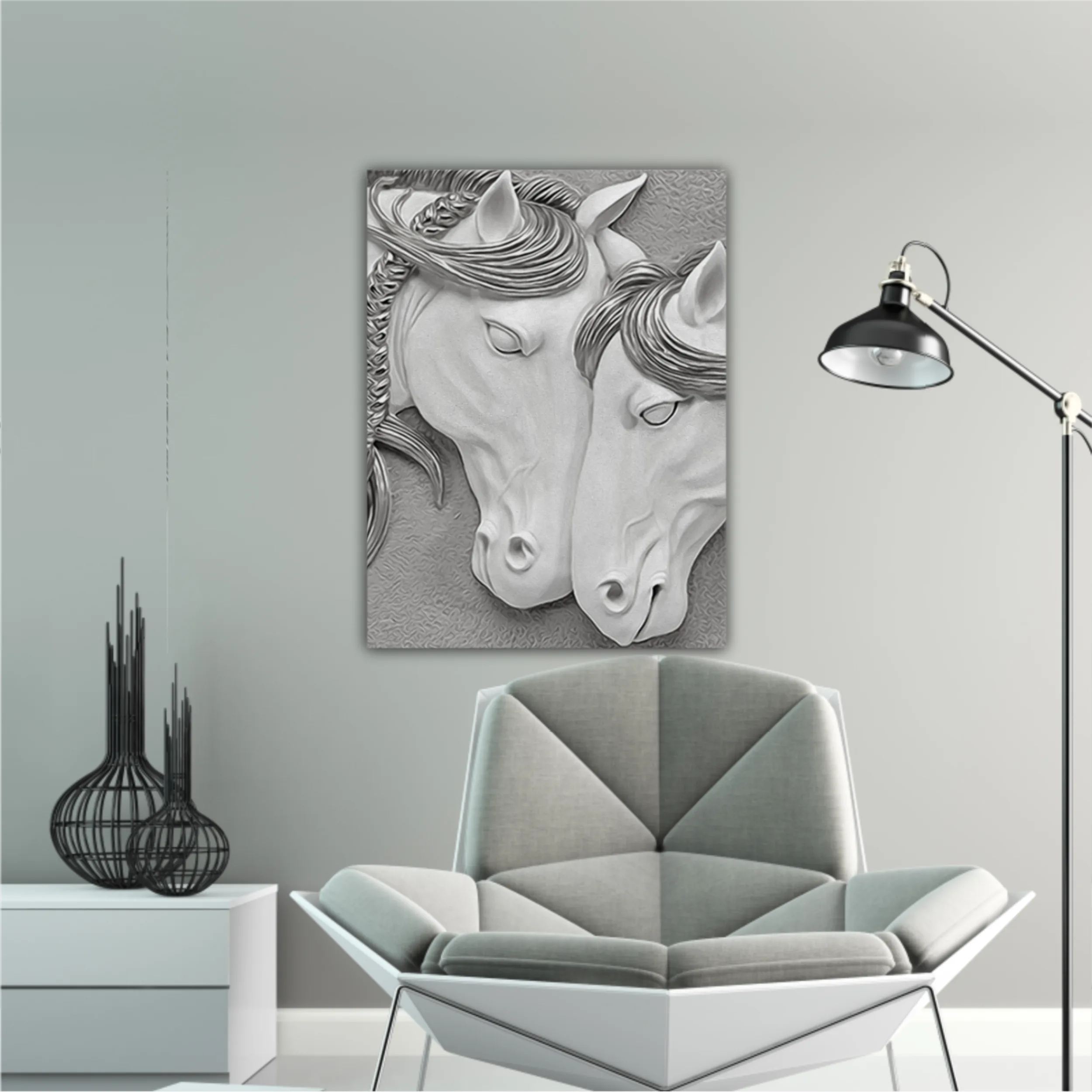 3d illustration of two horses