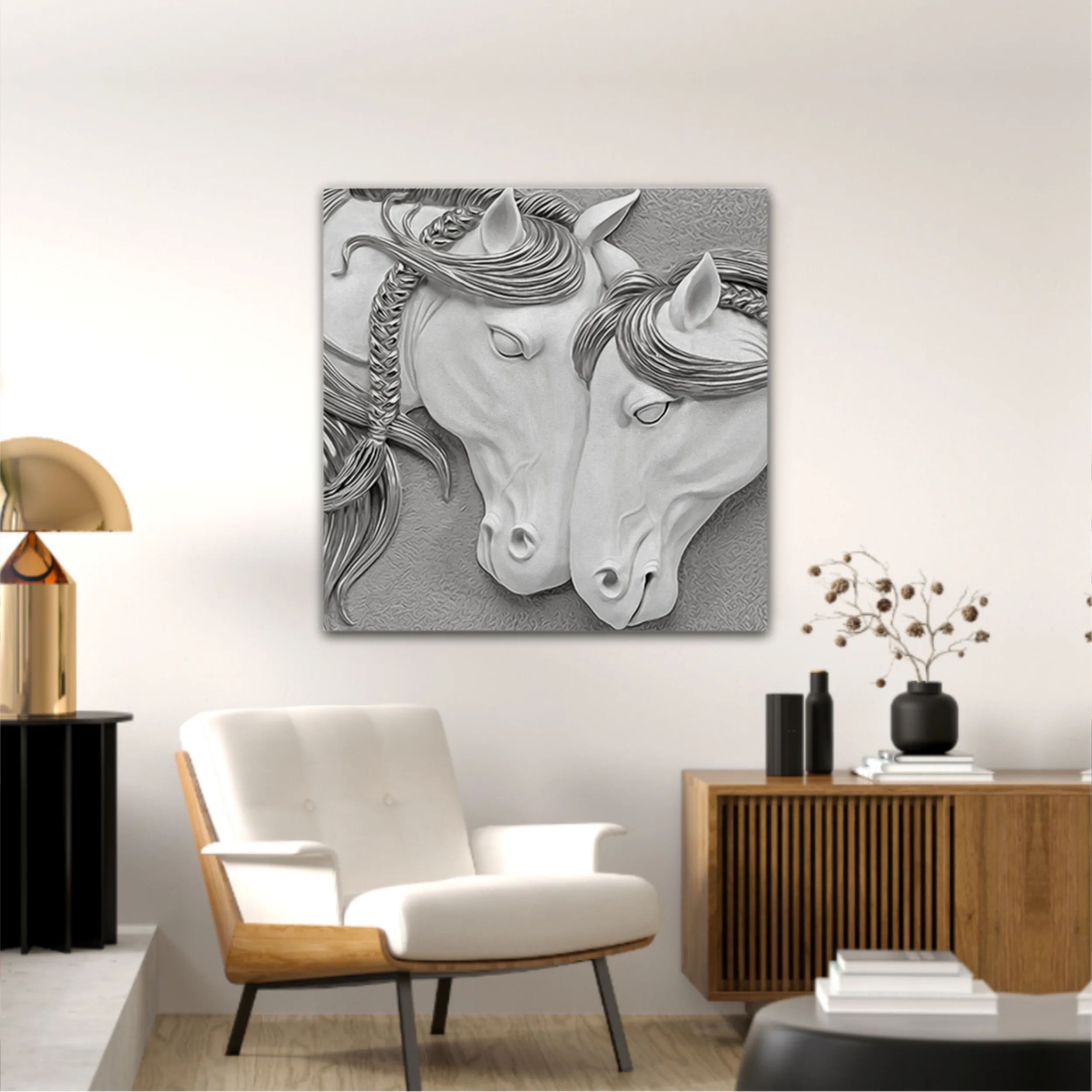 3d illustration of two horses