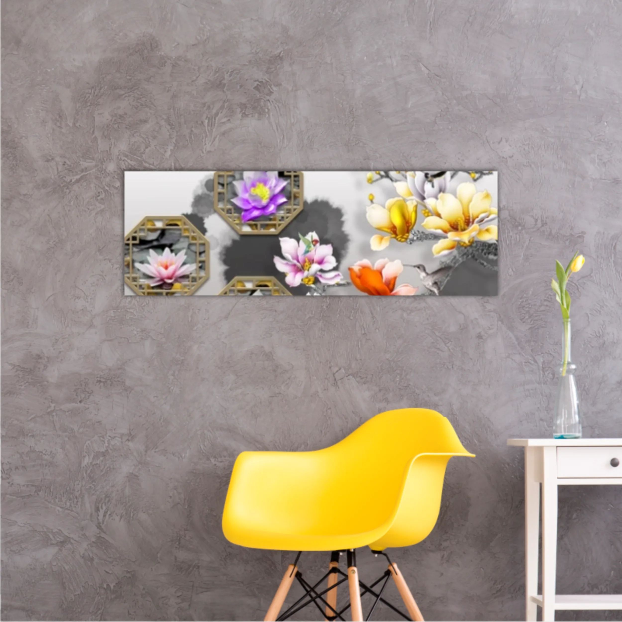 3d illustration of floral branches and wall murals