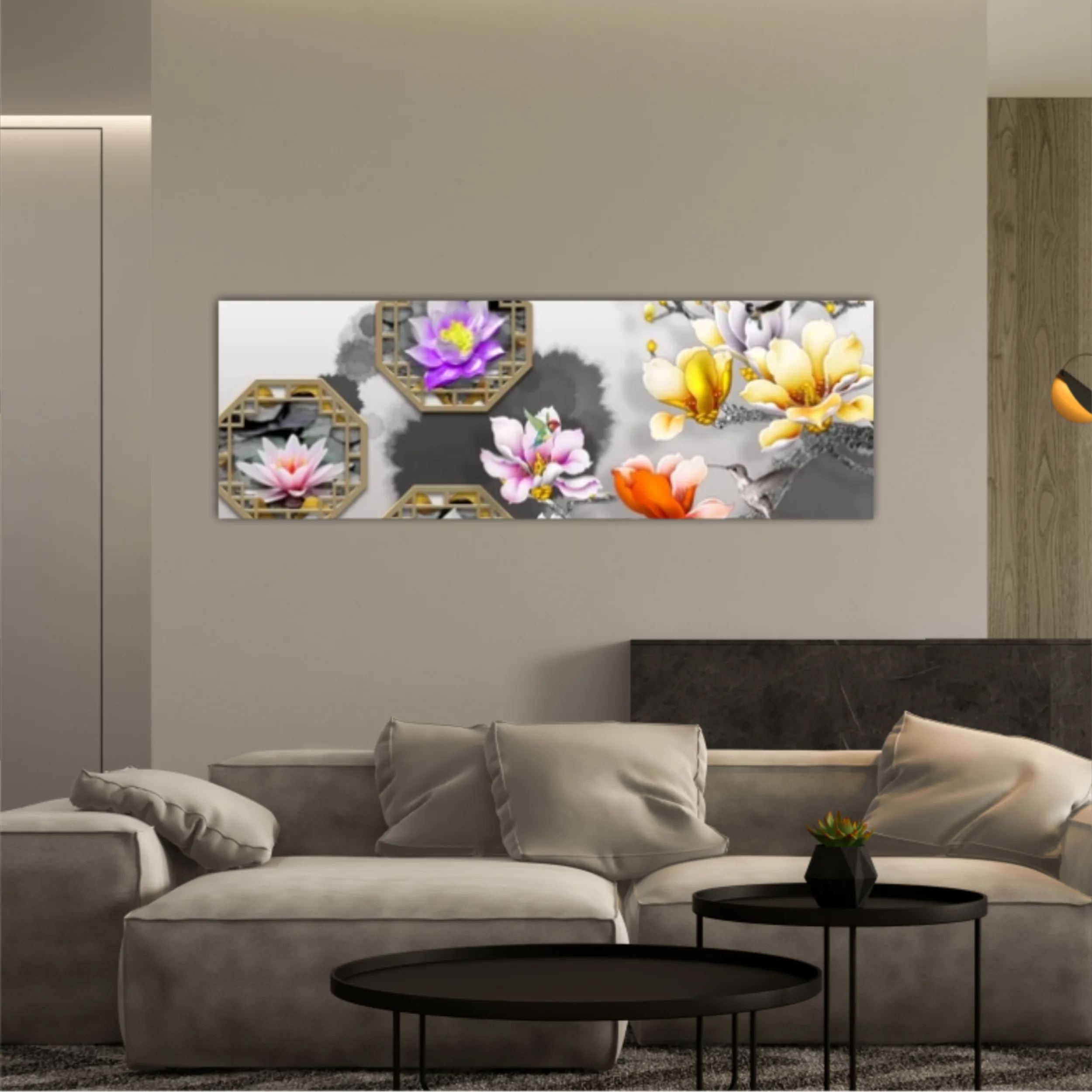 3d illustration of floral branches and wall murals