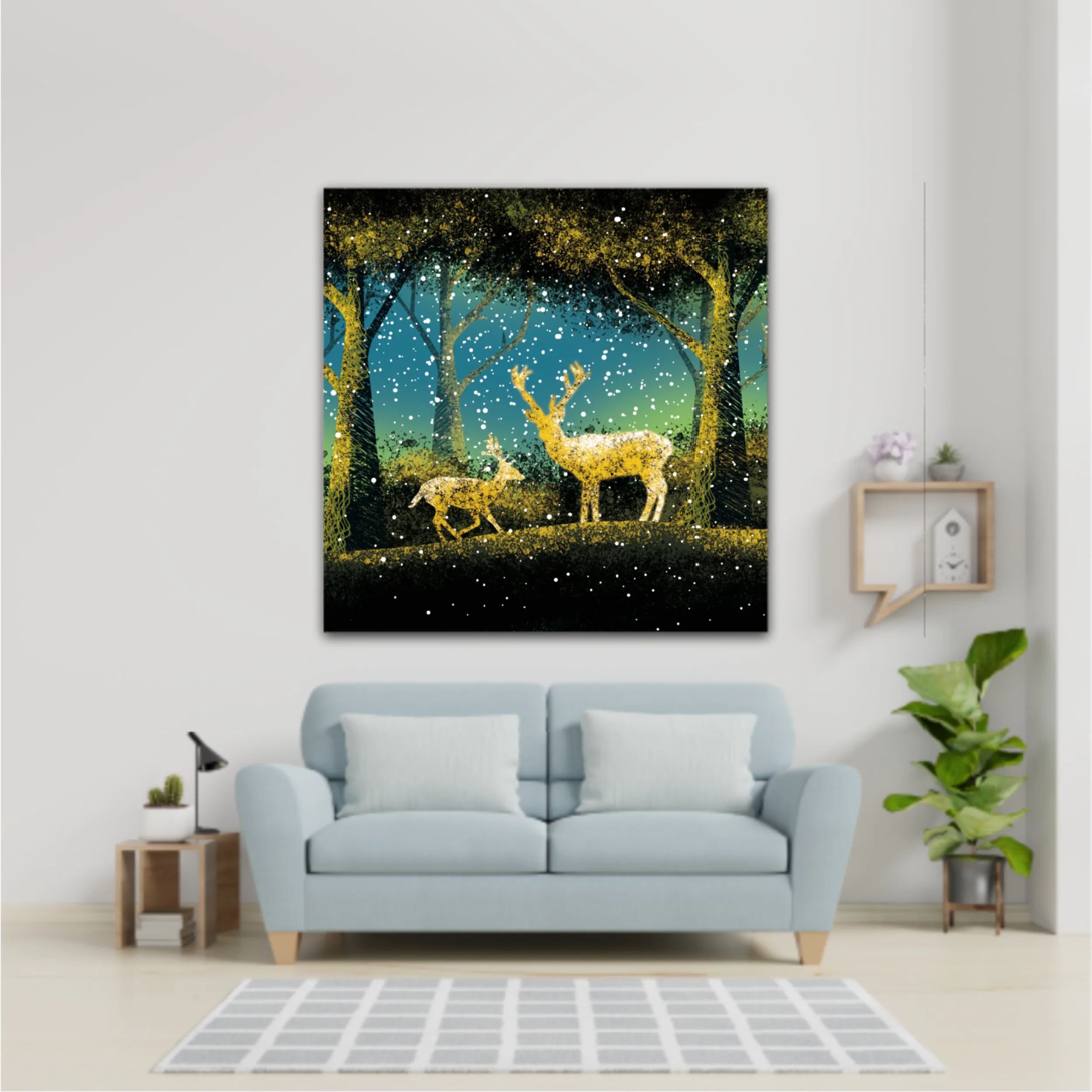 3d illustration of trees and deer