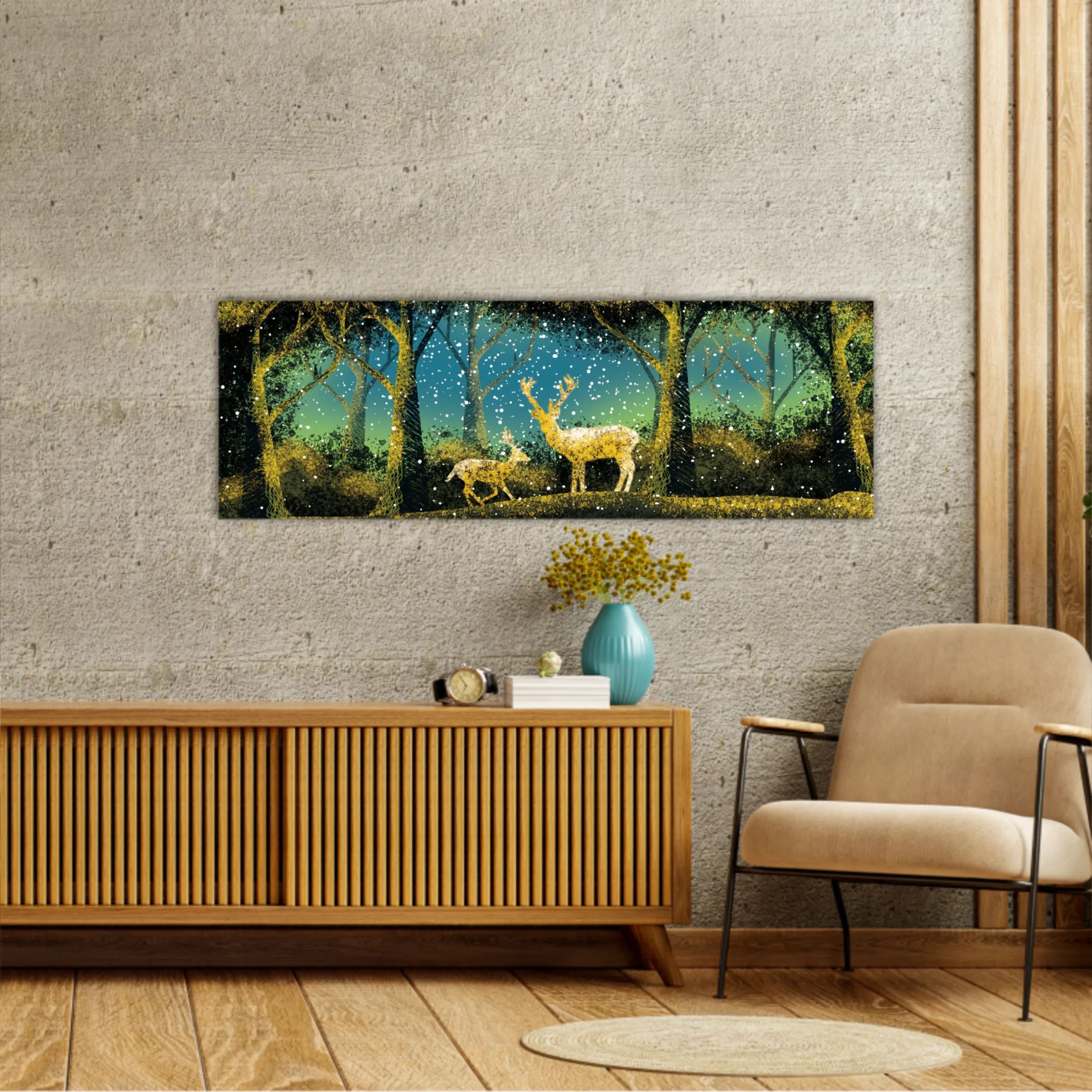 3d illustration of trees and deer