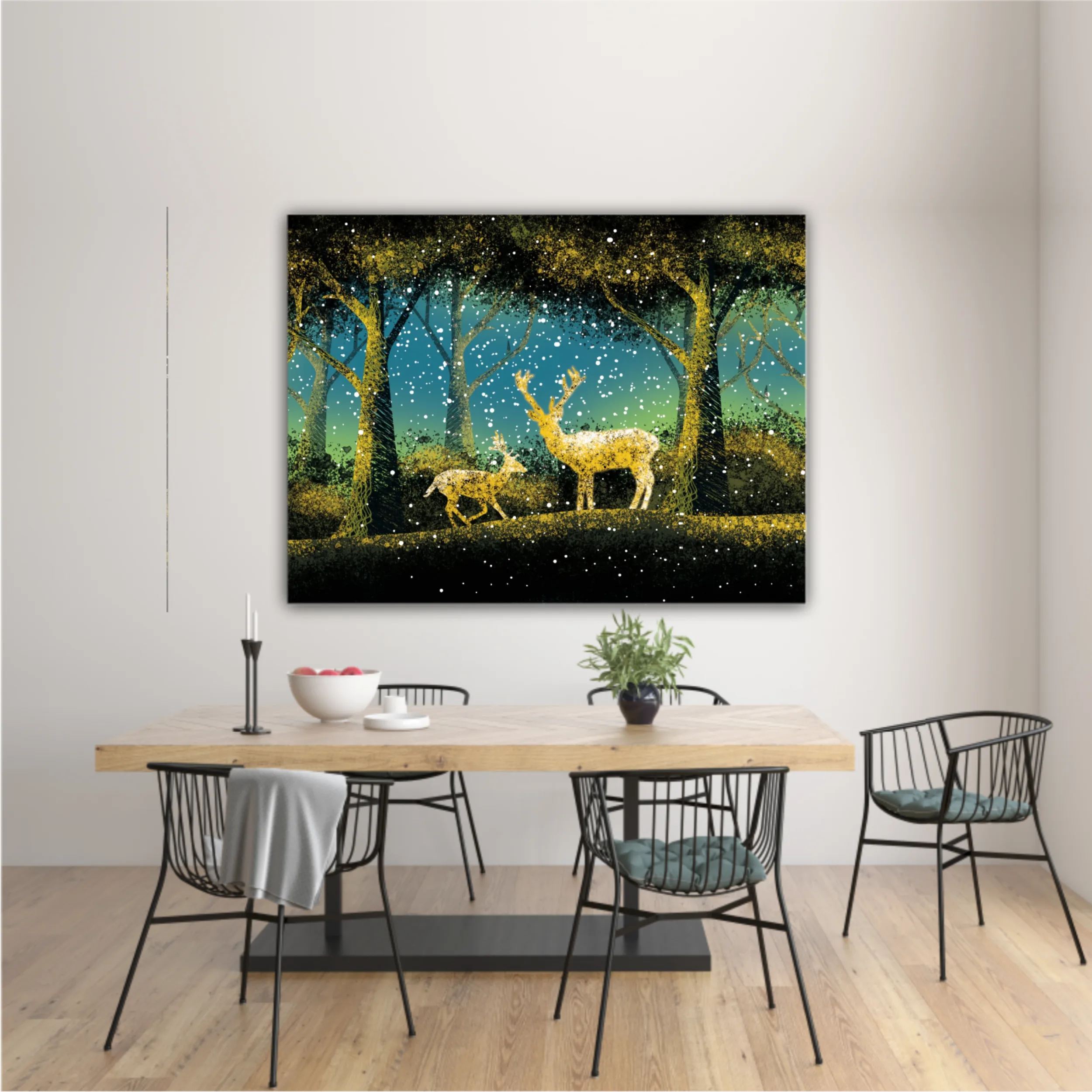 3d illustration of trees and deer