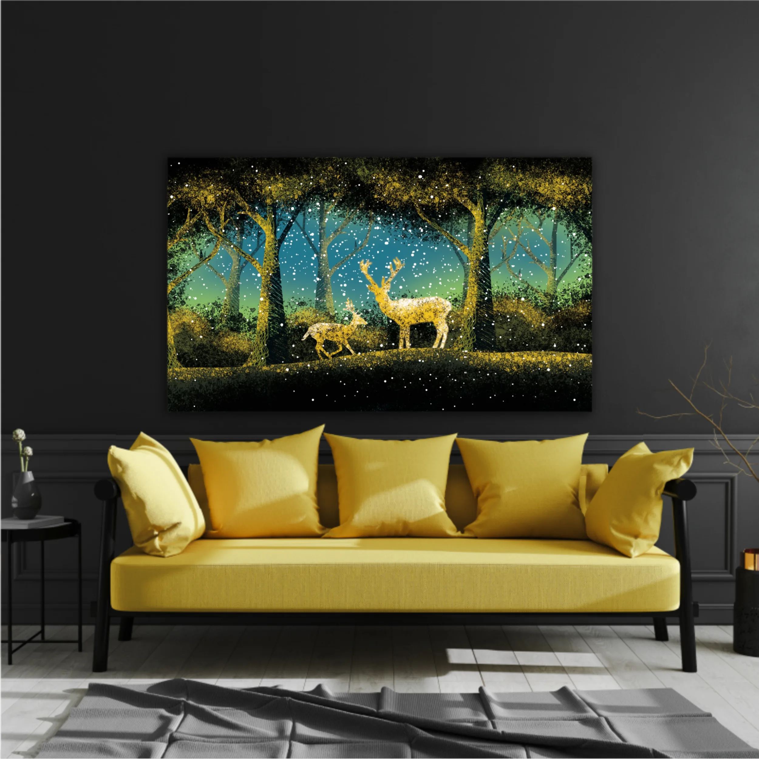 3d illustration of trees and deer