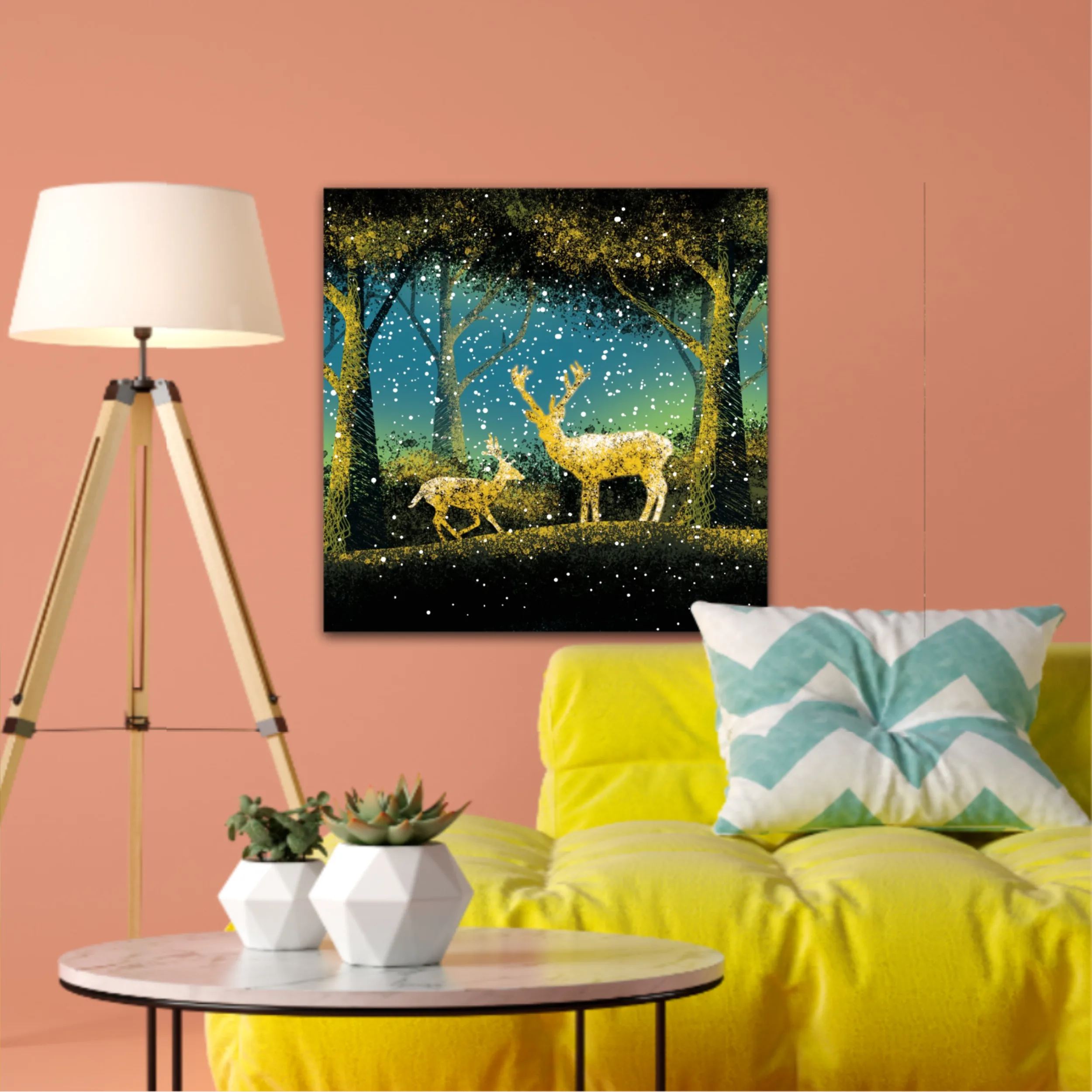 3d illustration of trees and deer