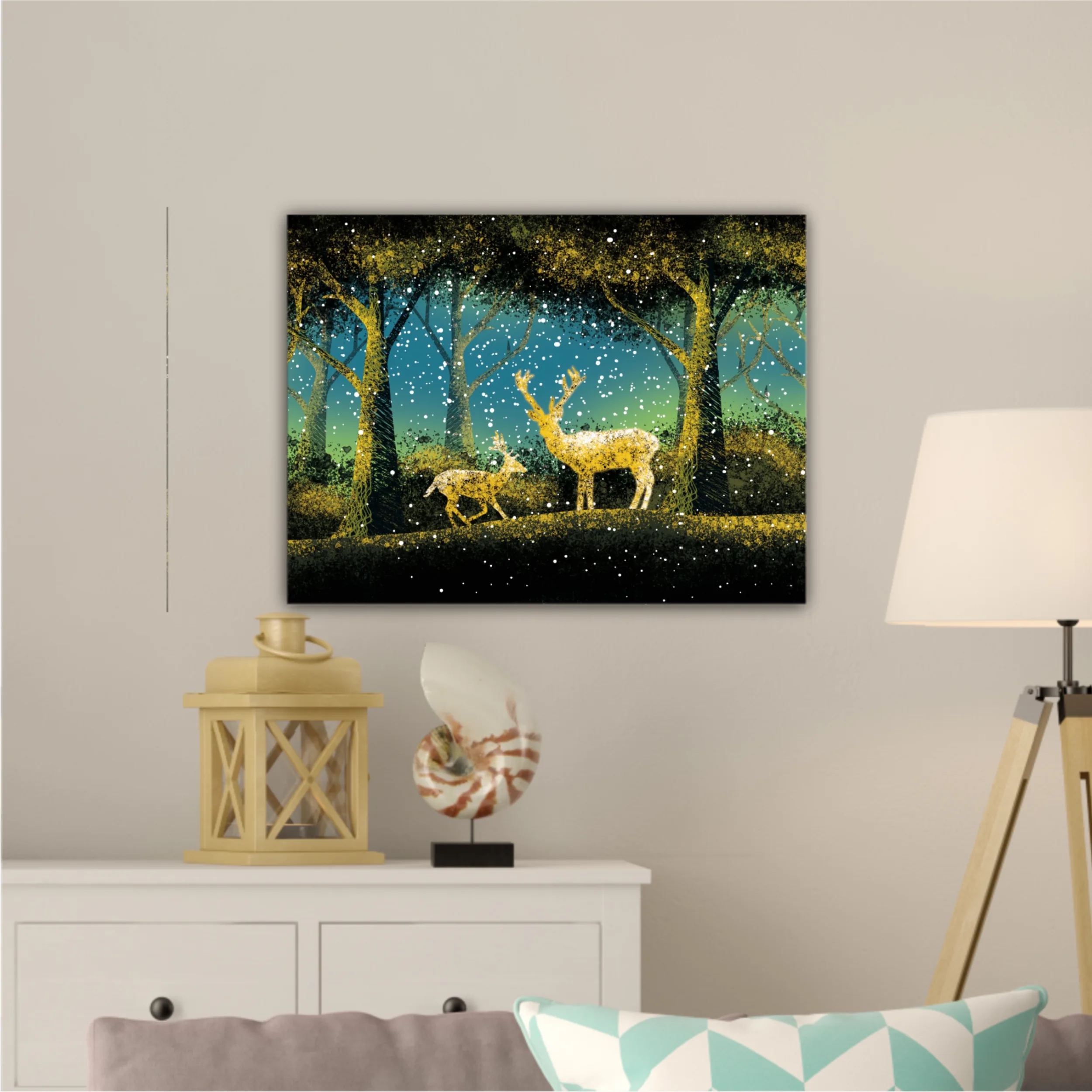 3d illustration of trees and deer