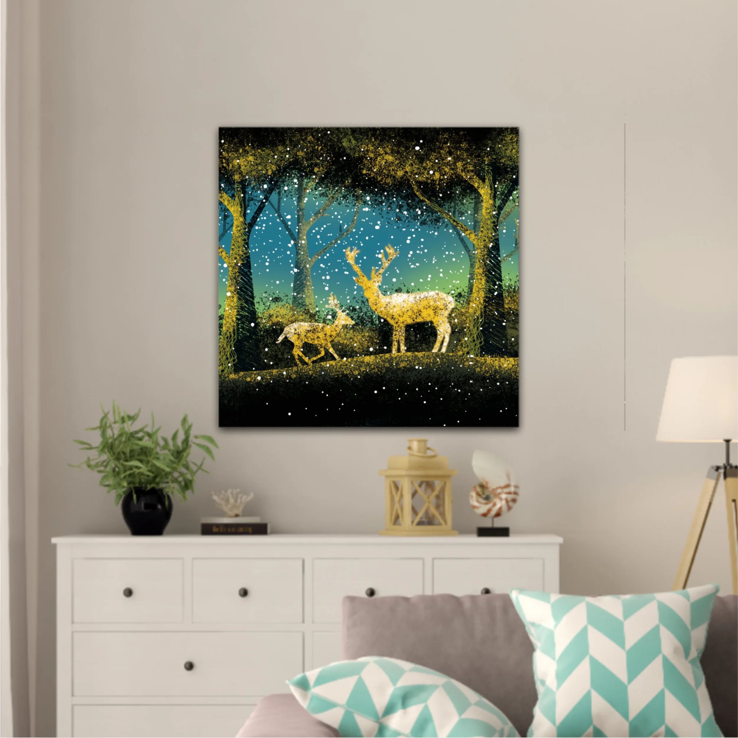 3d illustration of trees and deer