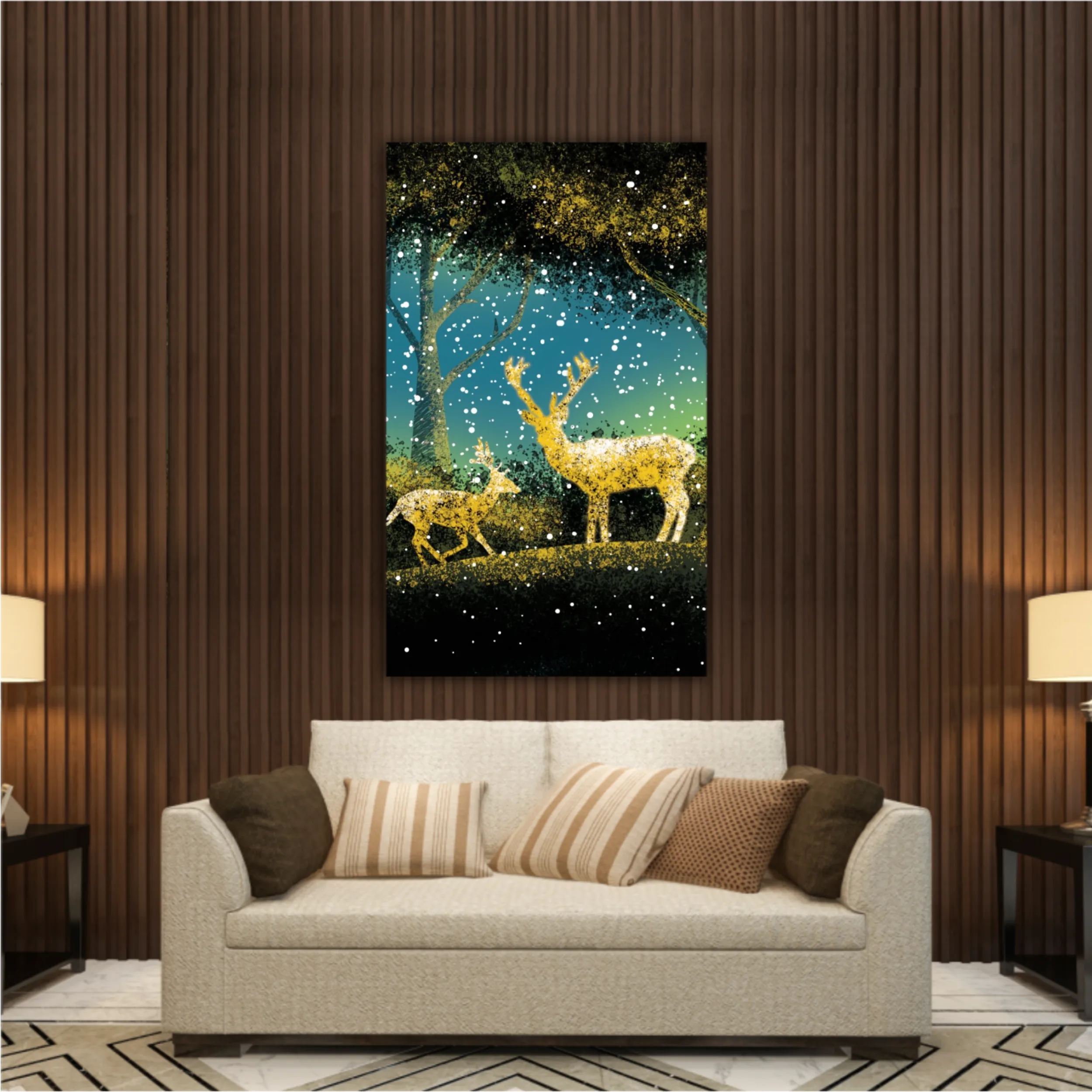 3d illustration of trees and deer