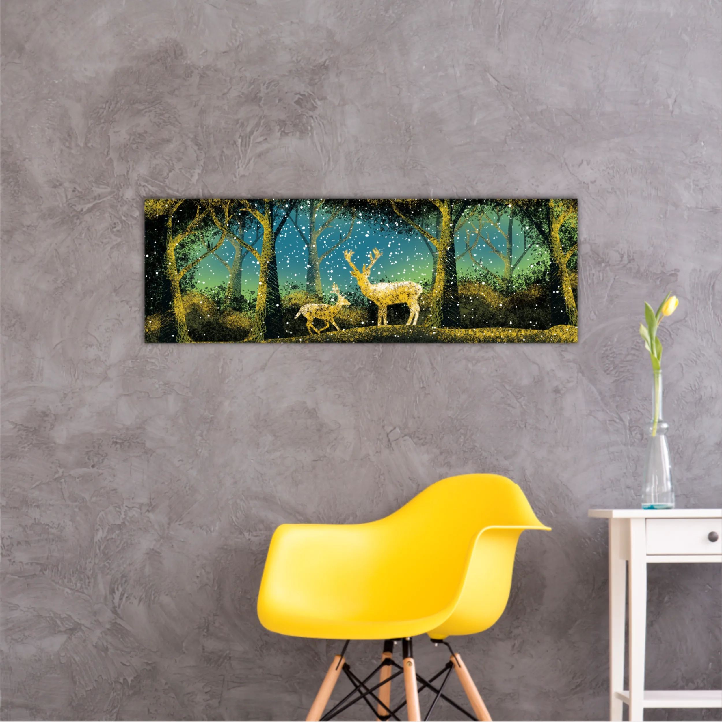 3d illustration of trees and deer