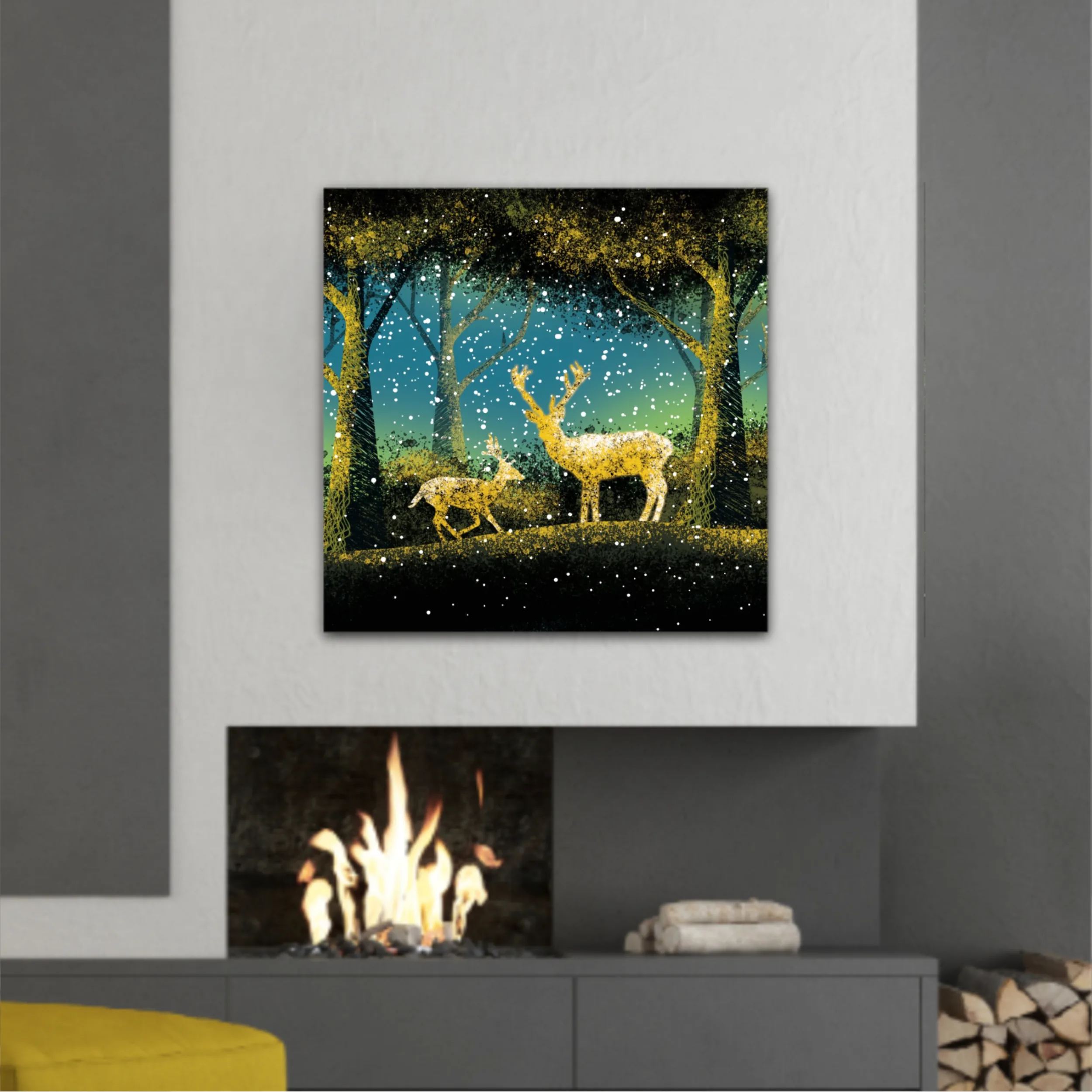 3d illustration of trees and deer