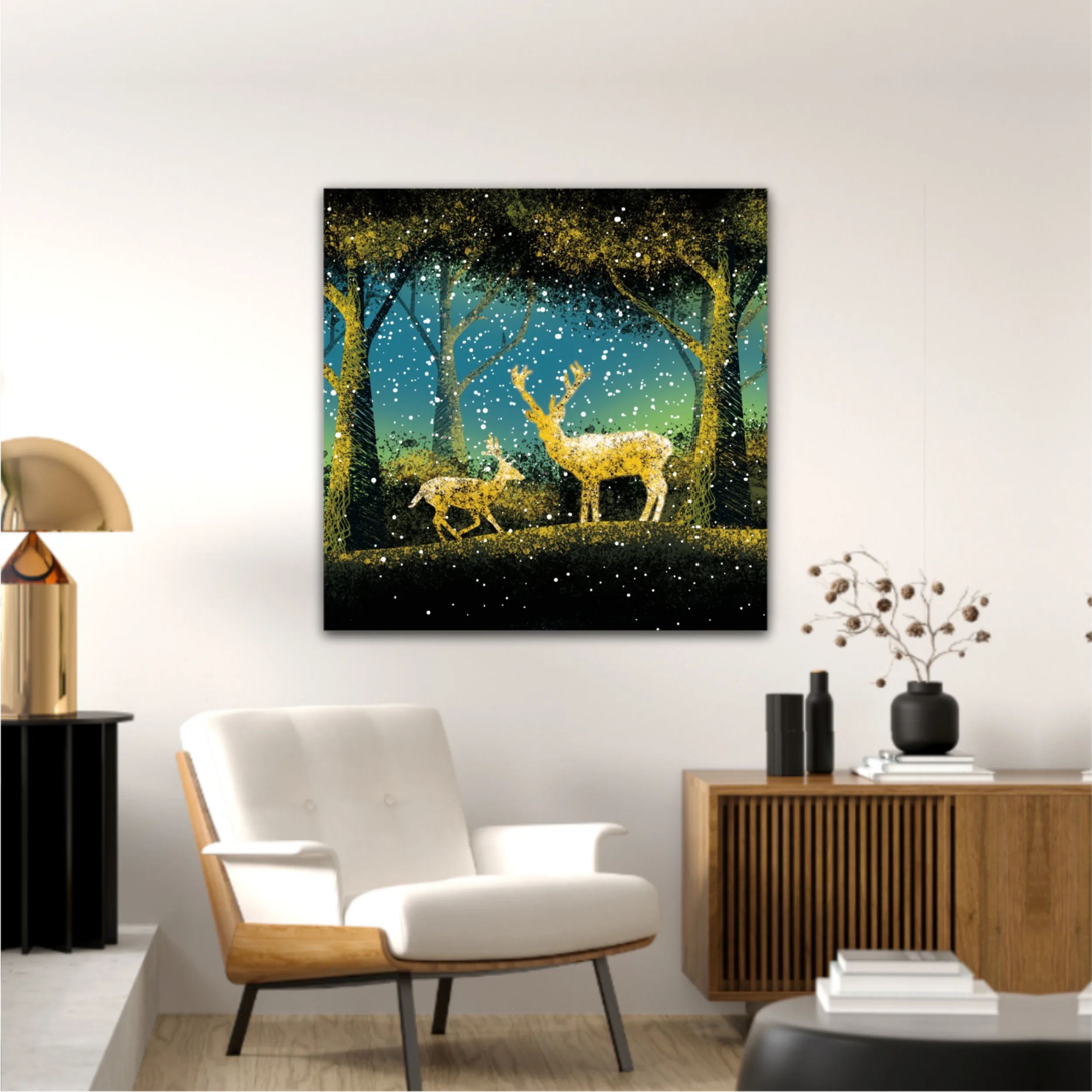 3d illustration of trees and deer