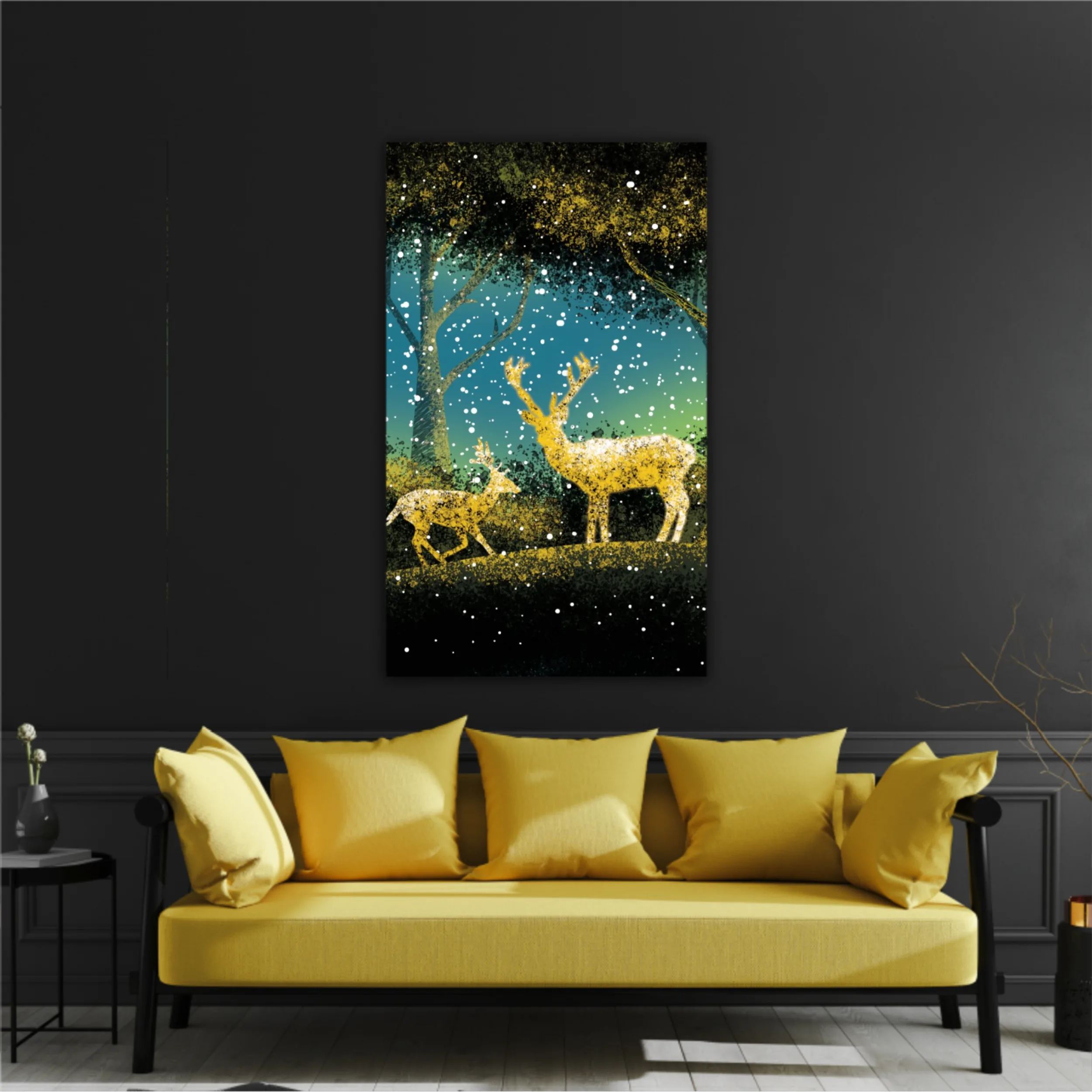 3d illustration of trees and deer