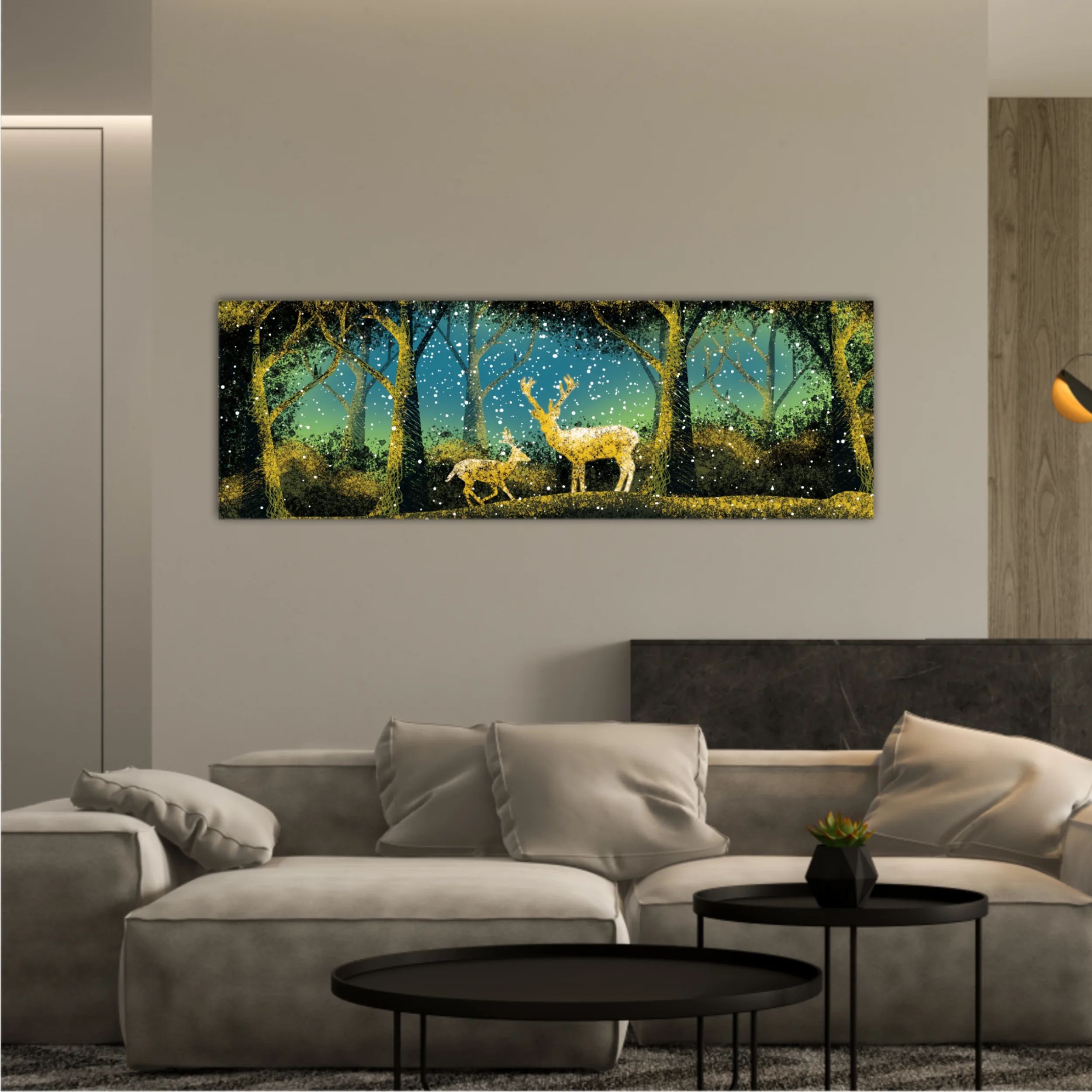 3d illustration of trees and deer