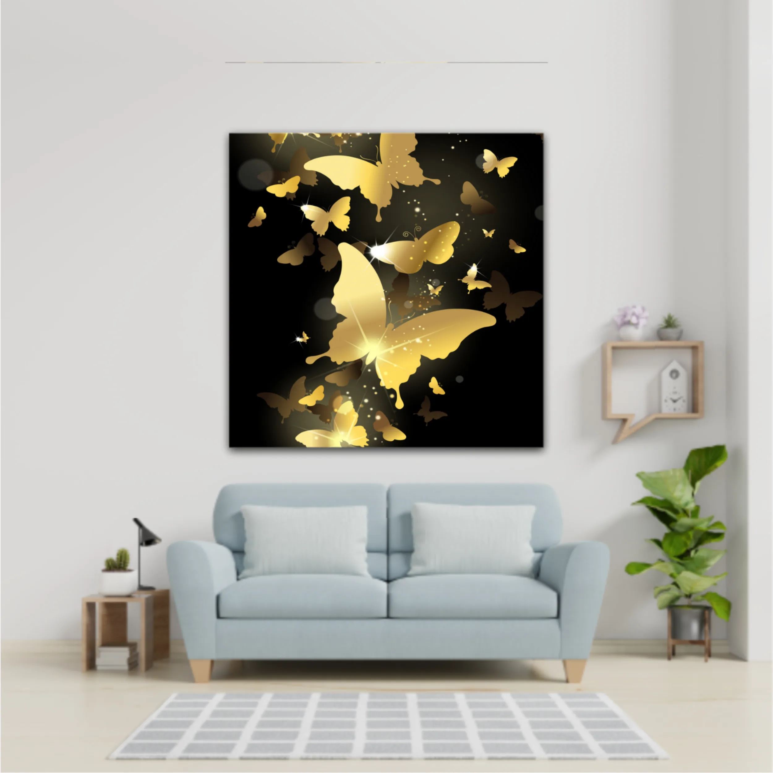 3d illustration of butterfly group on modern background