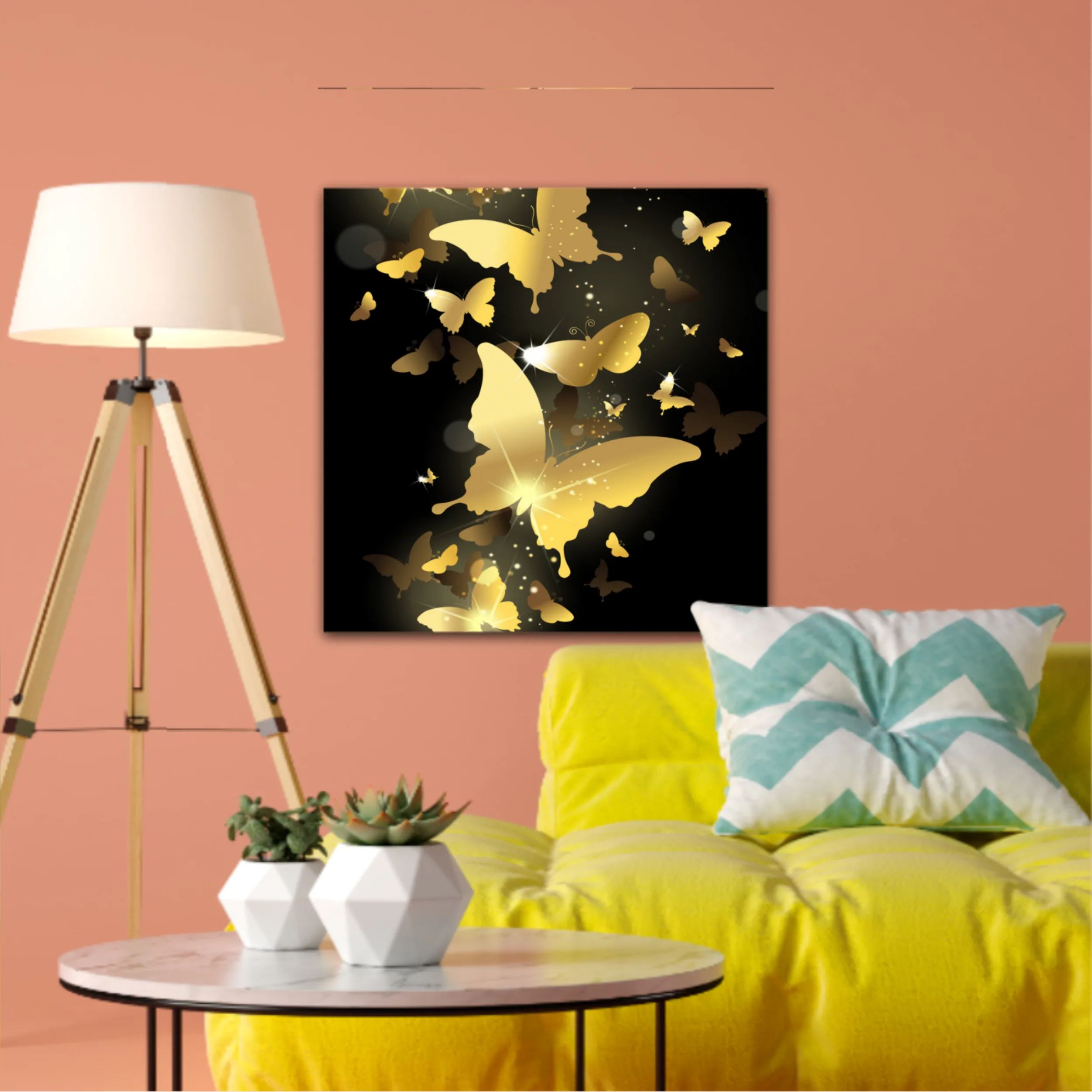 3d illustration of butterfly group on modern background