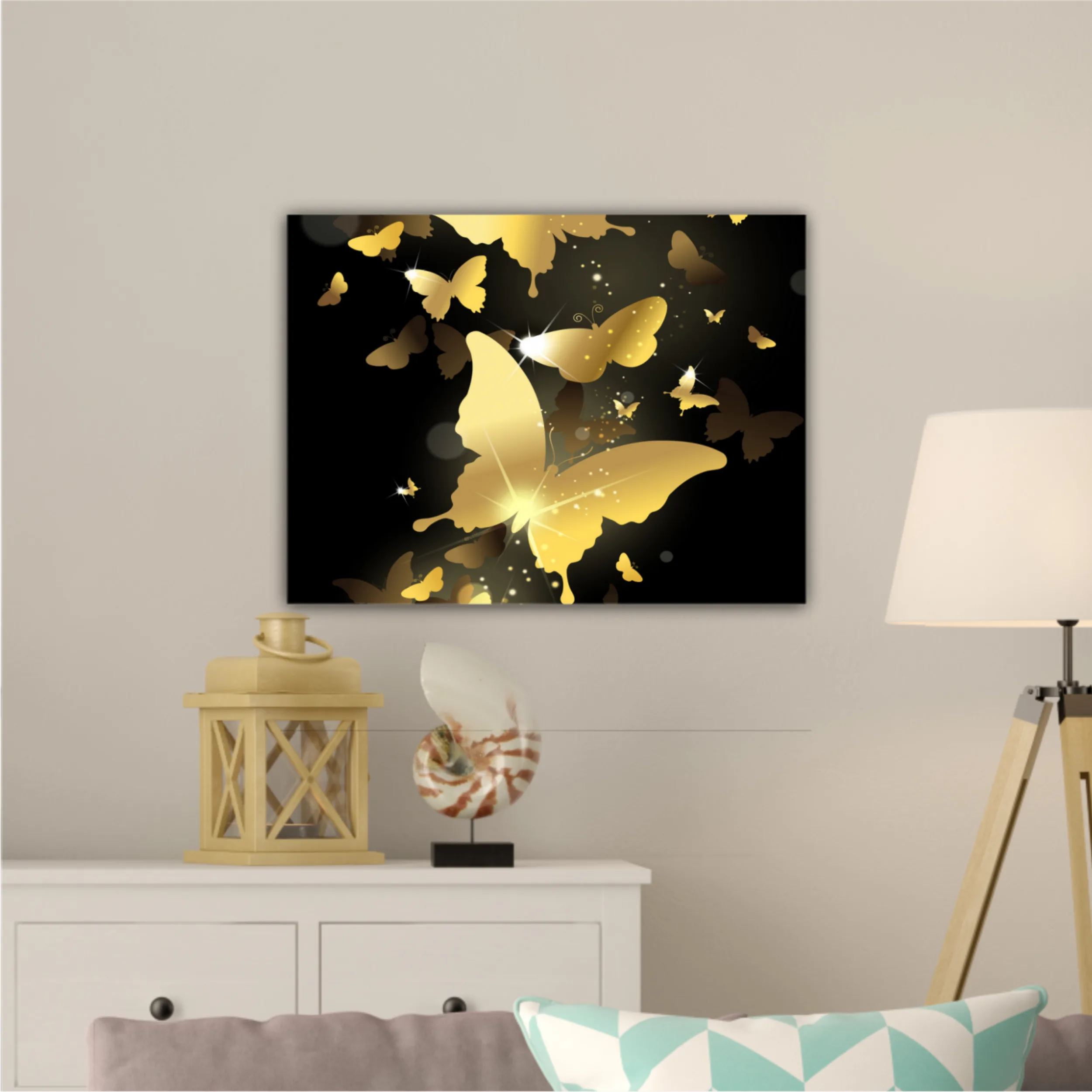 3d illustration of butterfly group on modern background